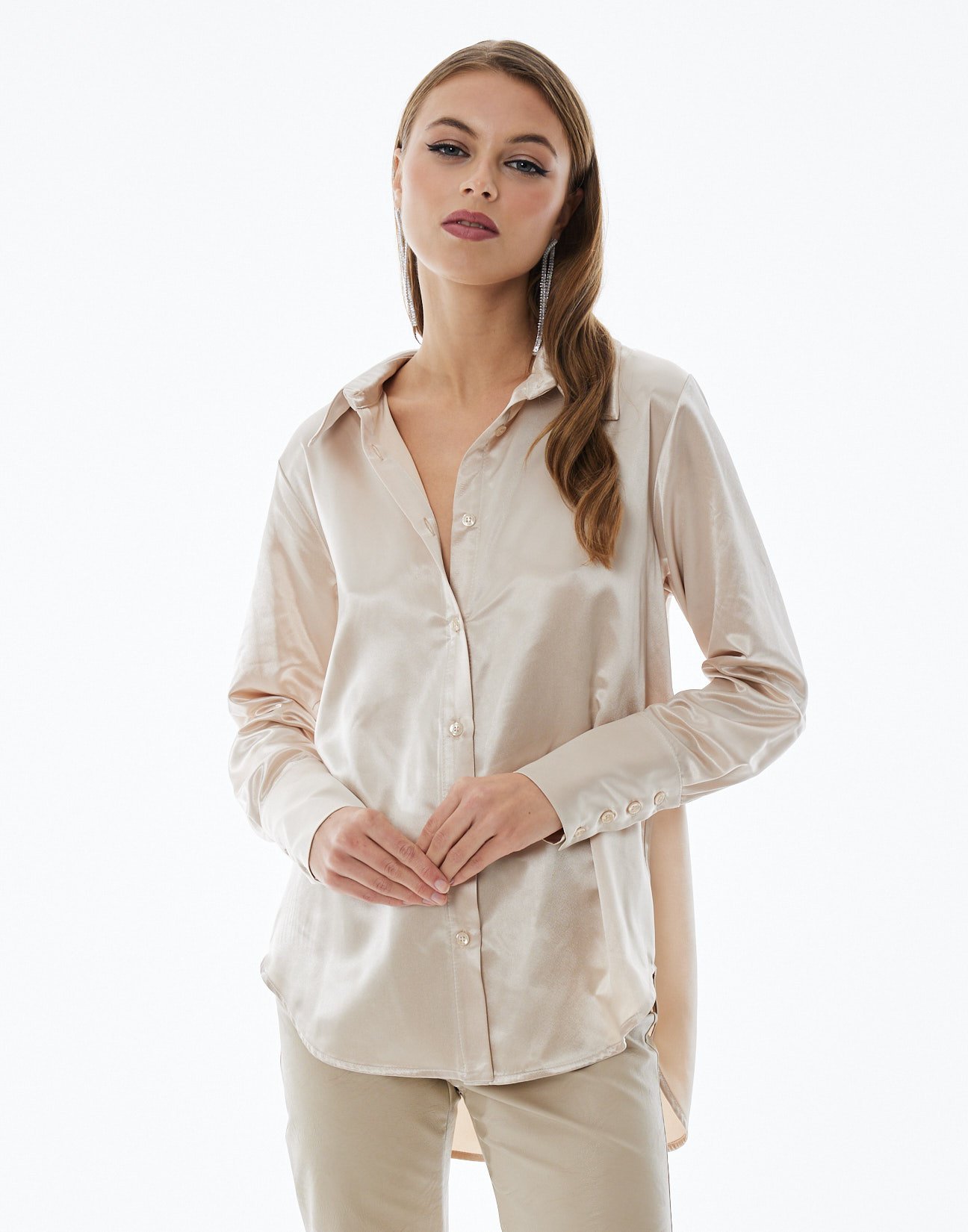 Satin shirt with buttons