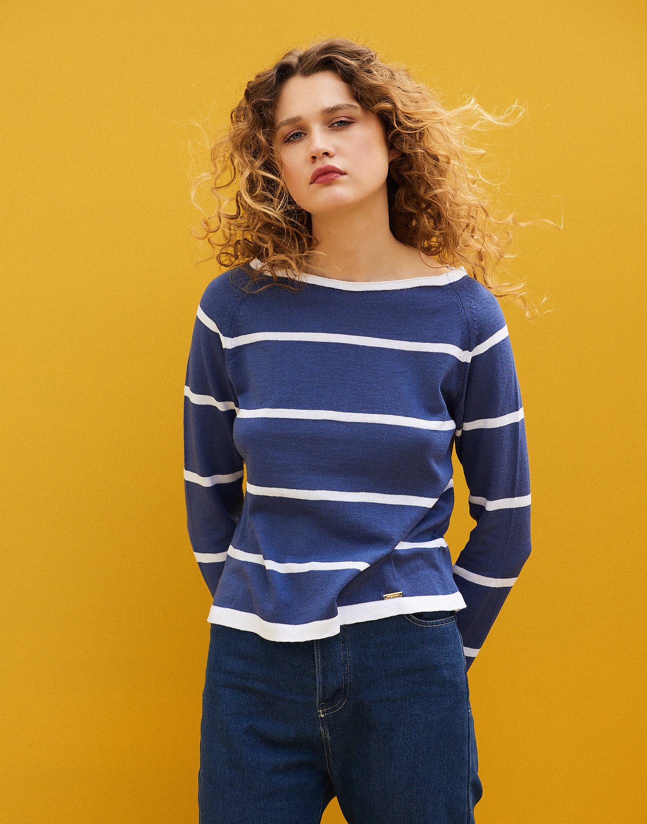 Striped knit blouse