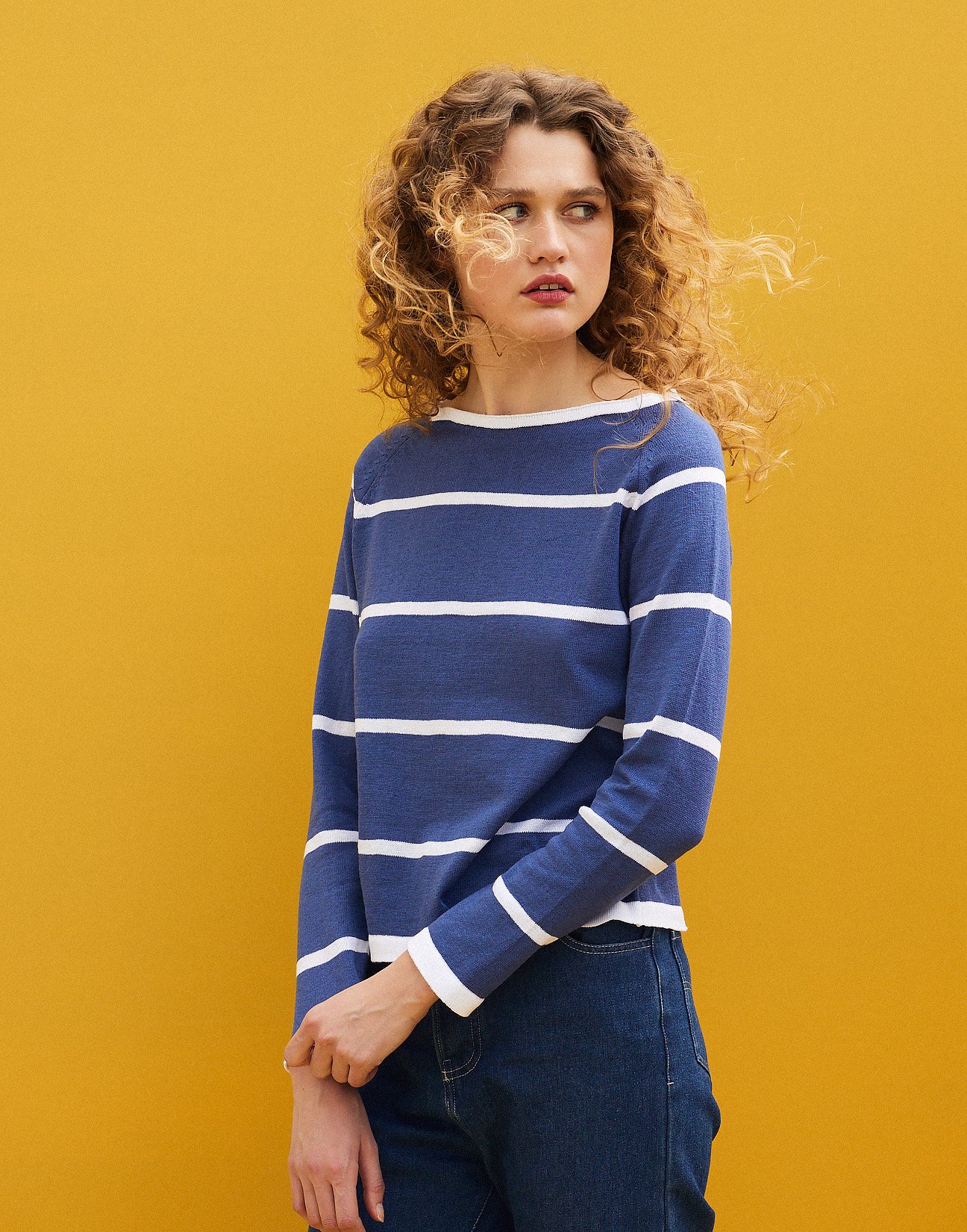 Striped knit blouse