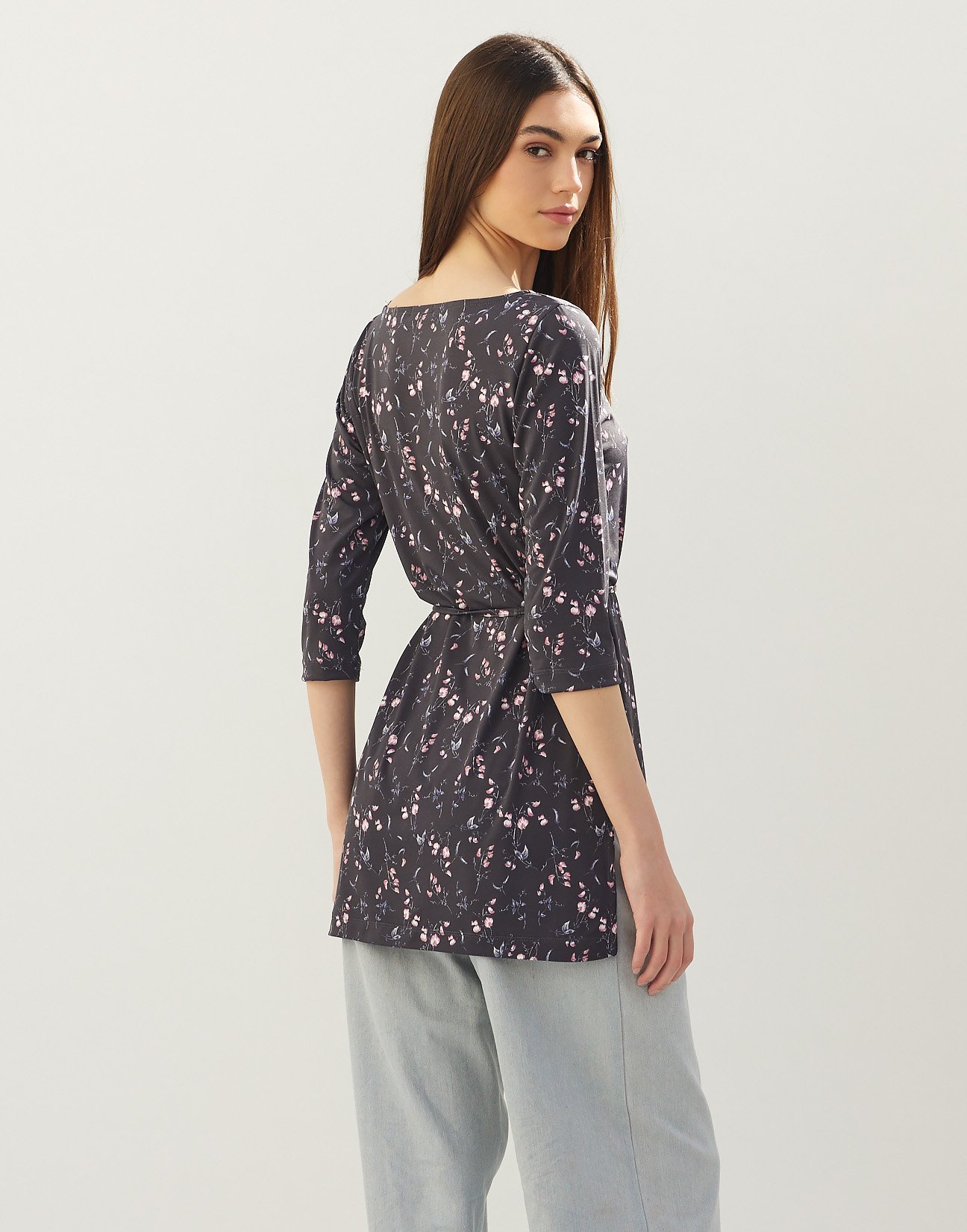 Printed blouse with belt