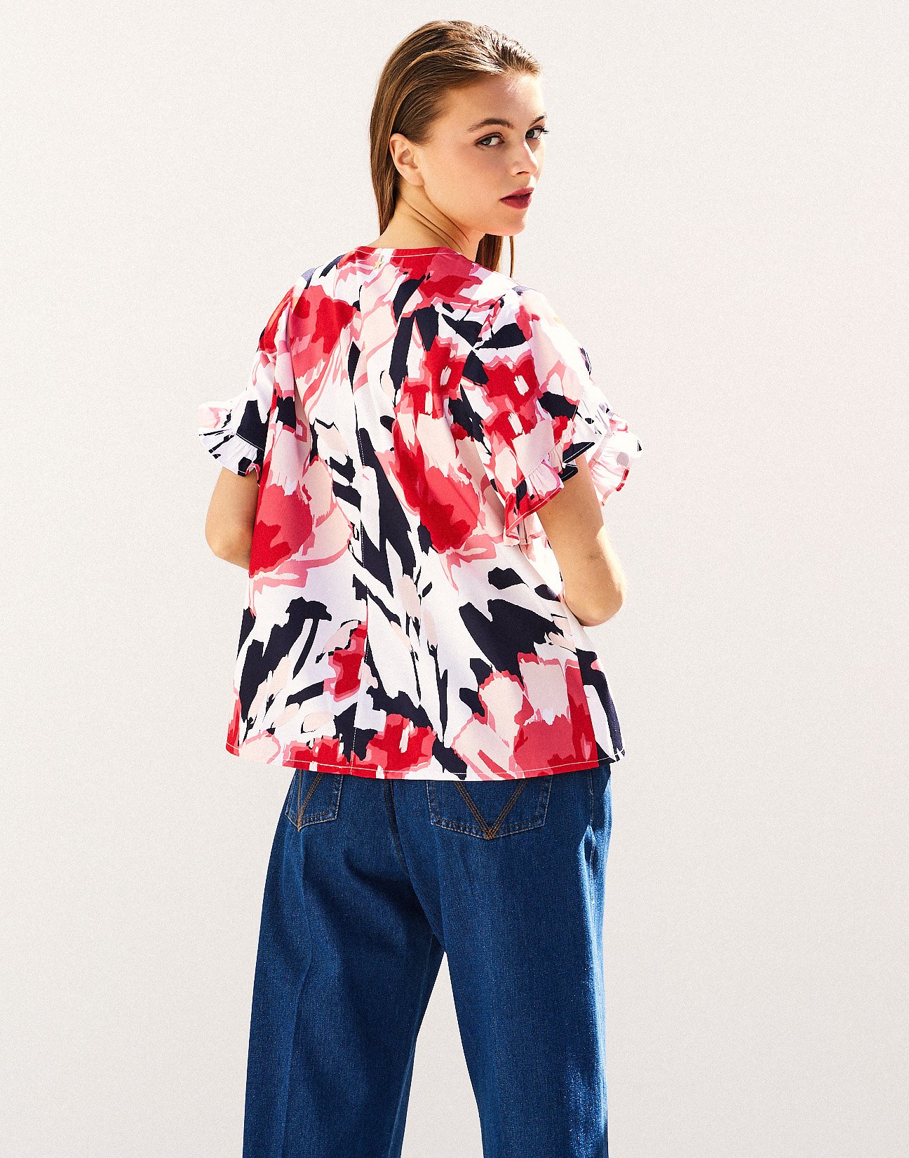 Printed poplin blouse