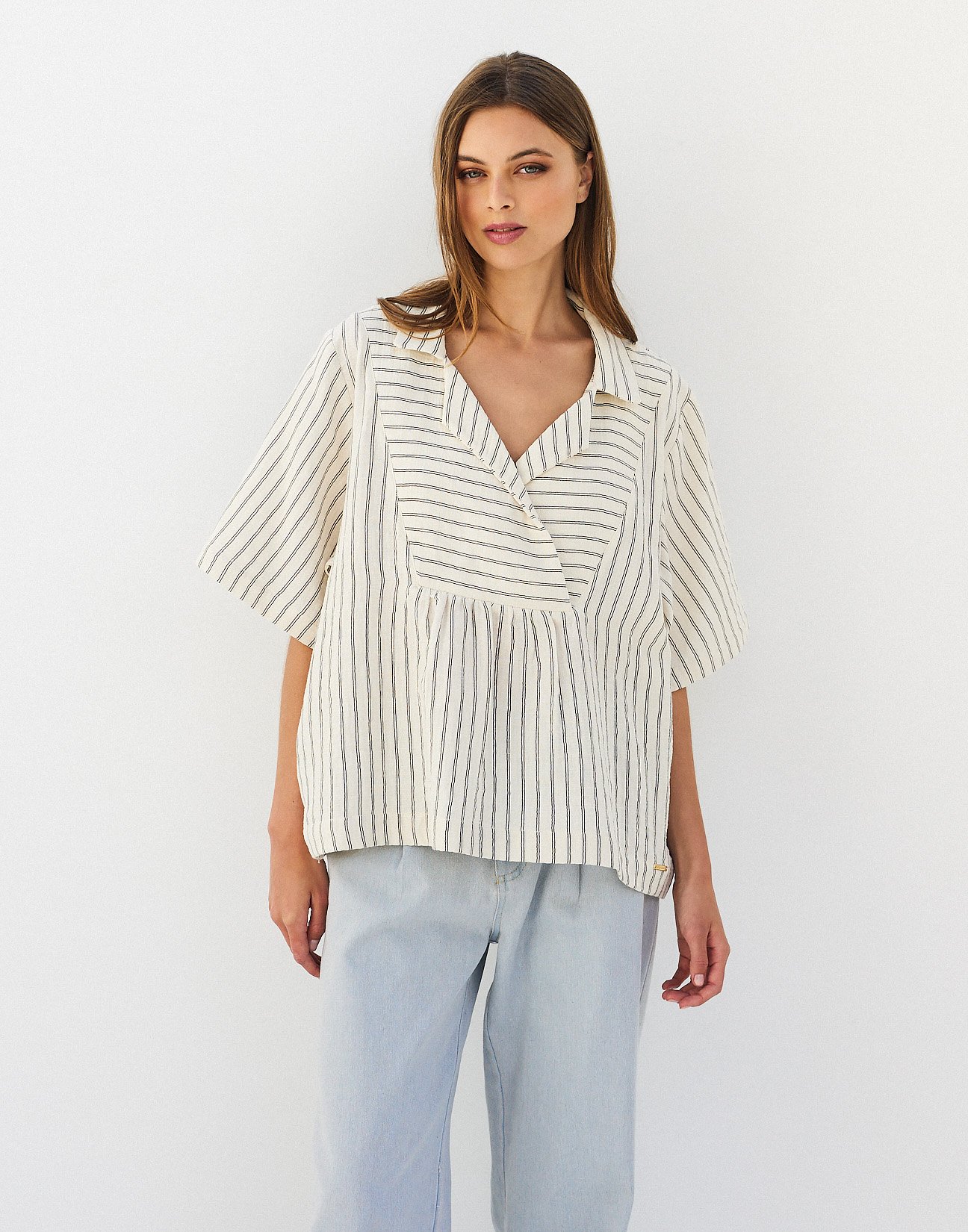 Striped blouse with collar