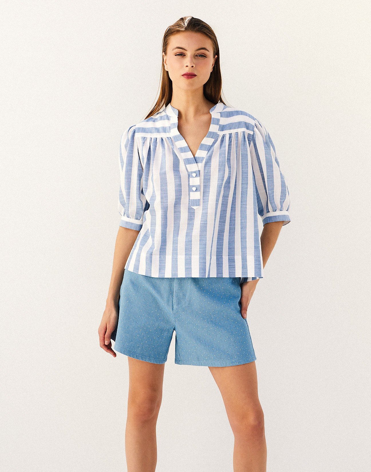 Striped blouse with button