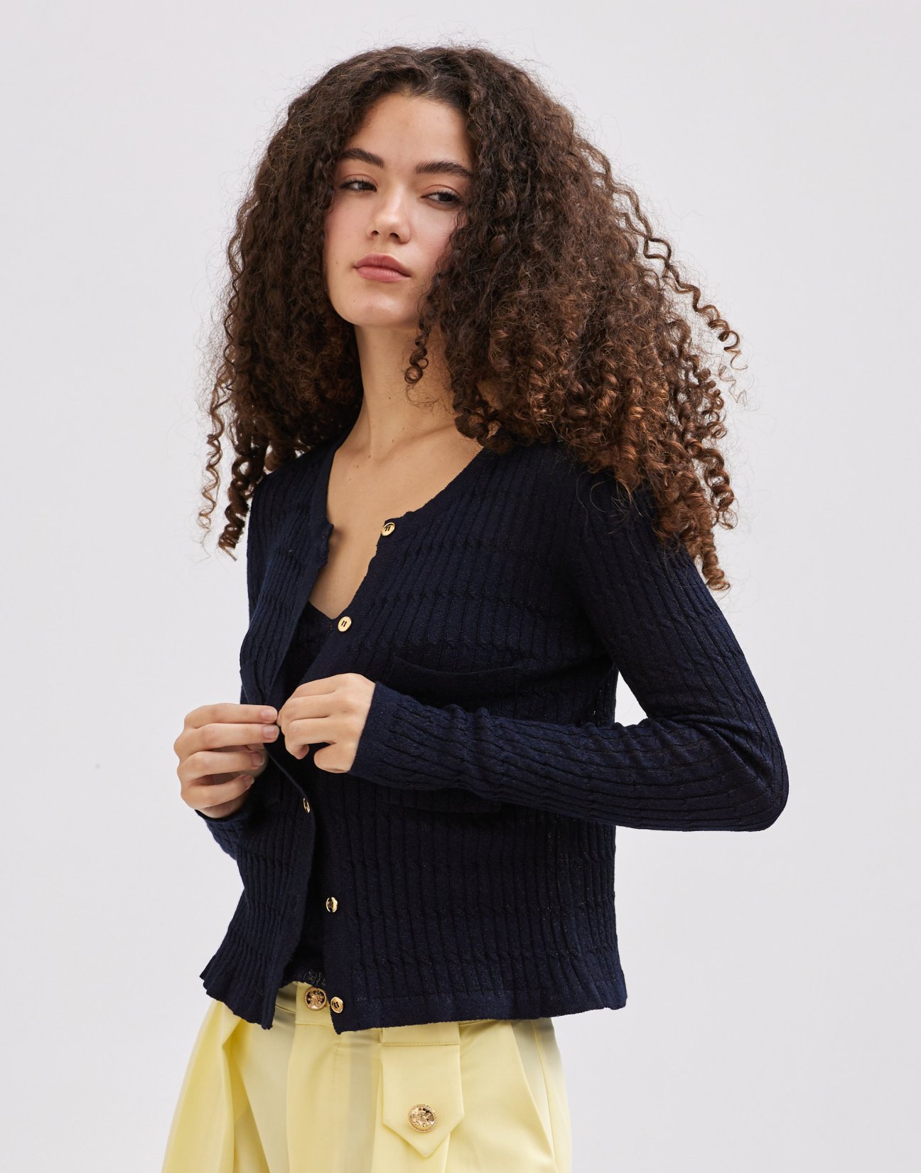 Metallic tread cardigan