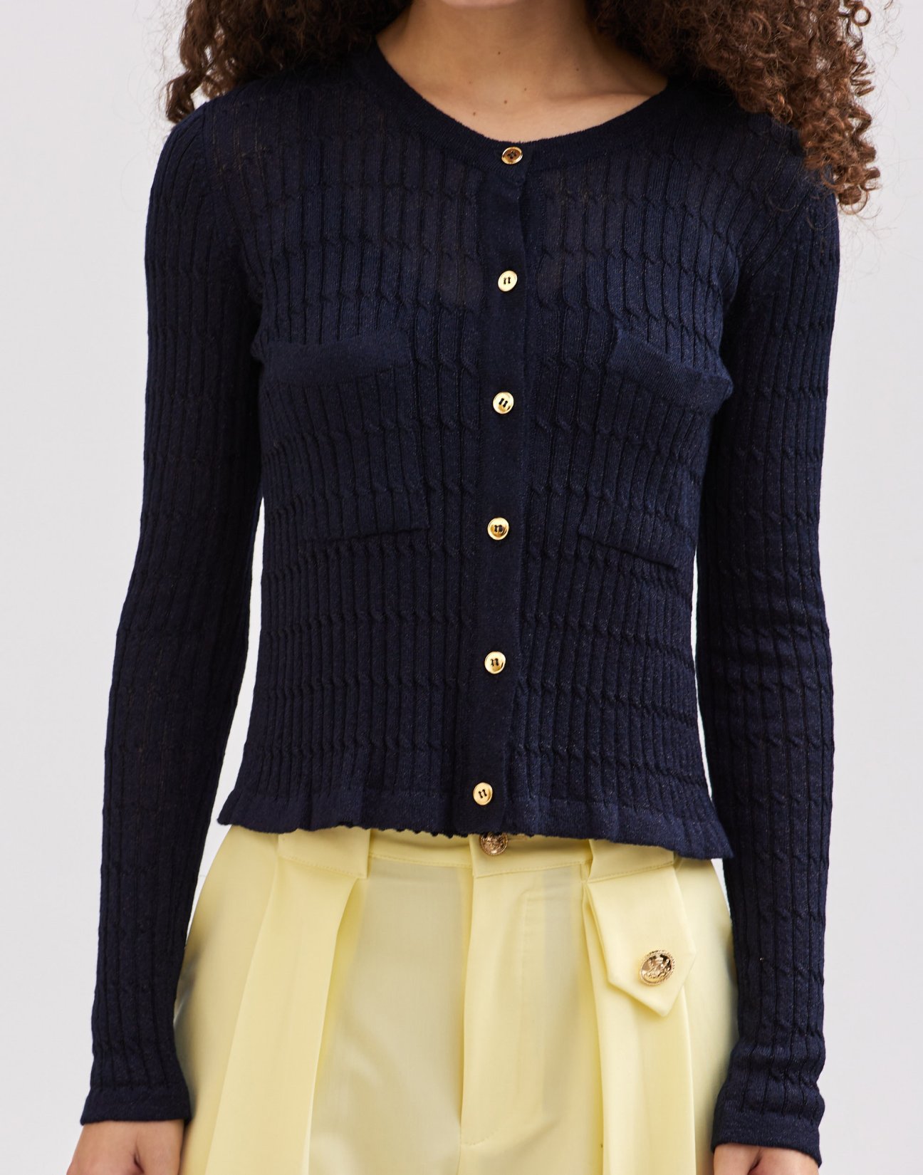 Metallic tread cardigan