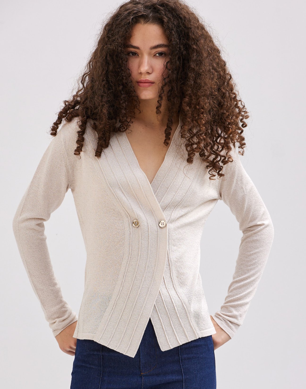 Metallic tread cardigan