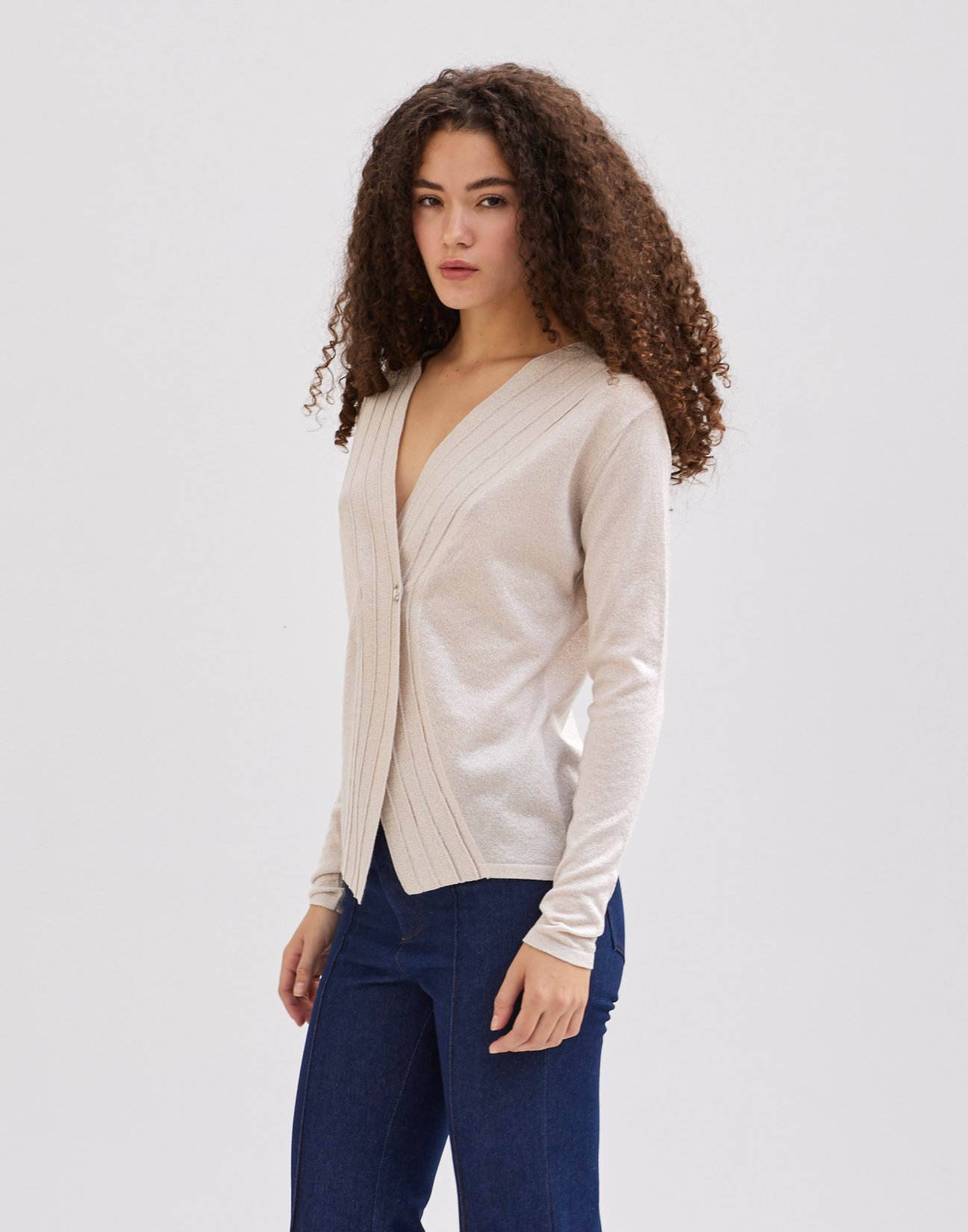 Metallic tread cardigan