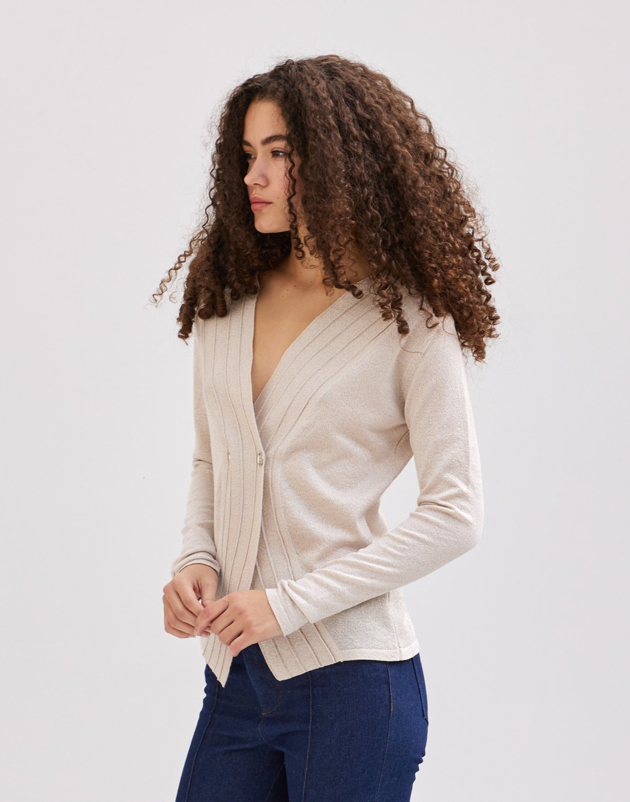 Metallic tread cardigan