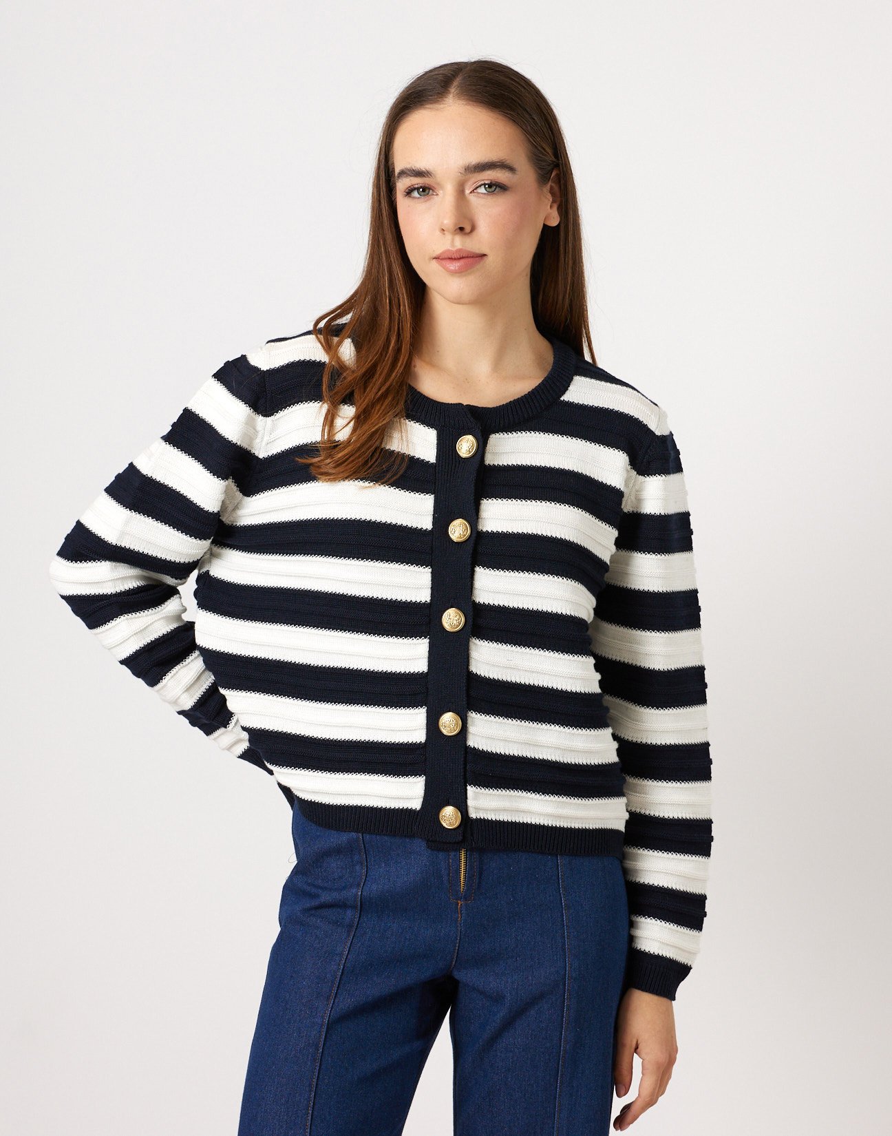 Striped knit cardigan