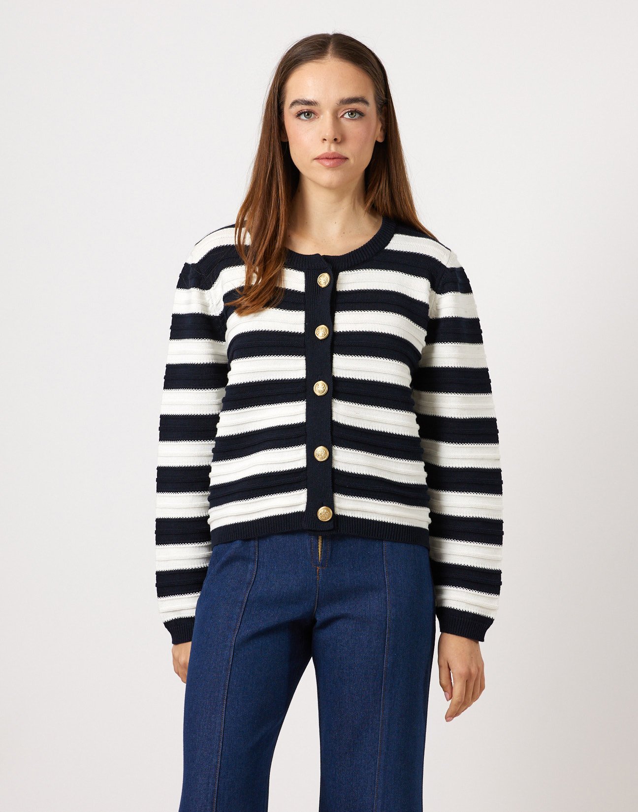 Striped knit cardigan
