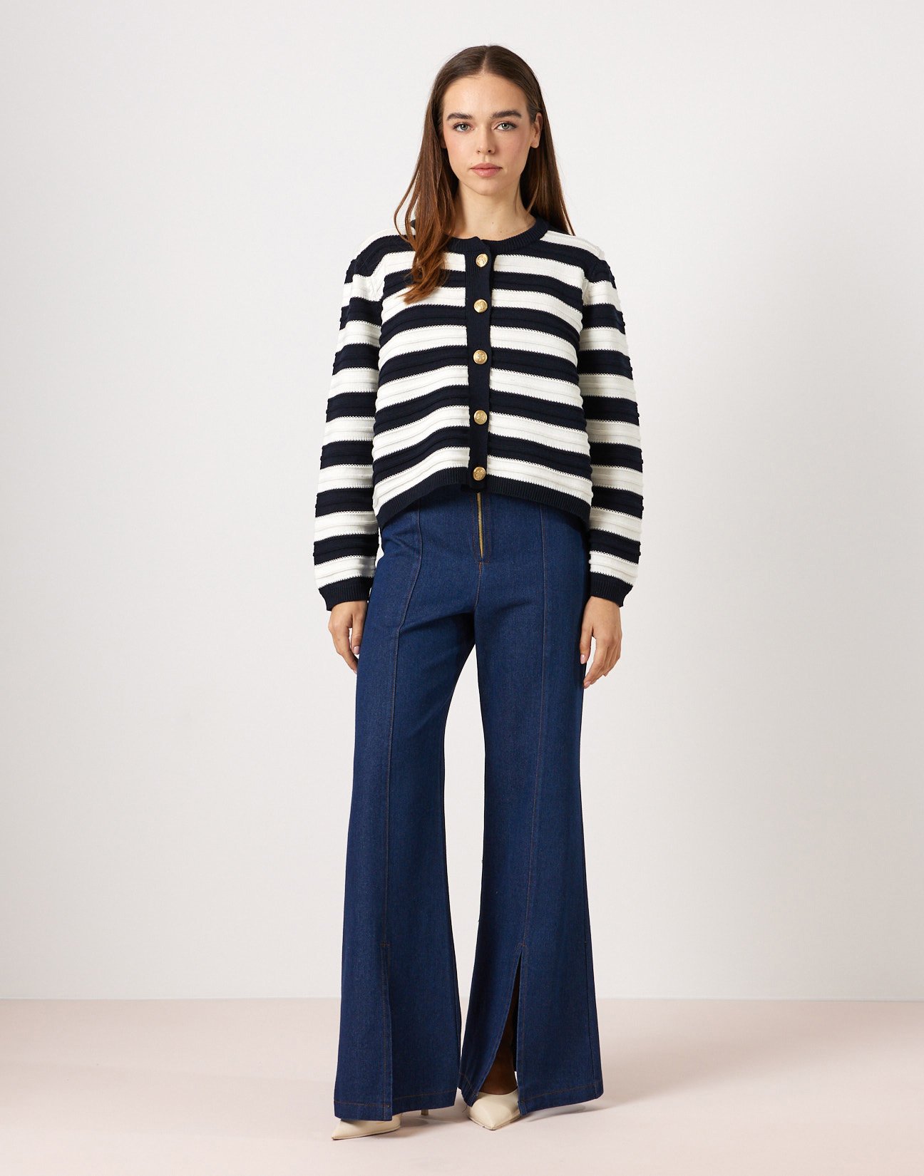 Striped knit cardigan