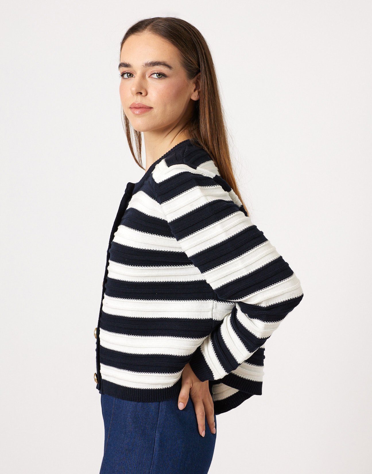 Striped knit cardigan