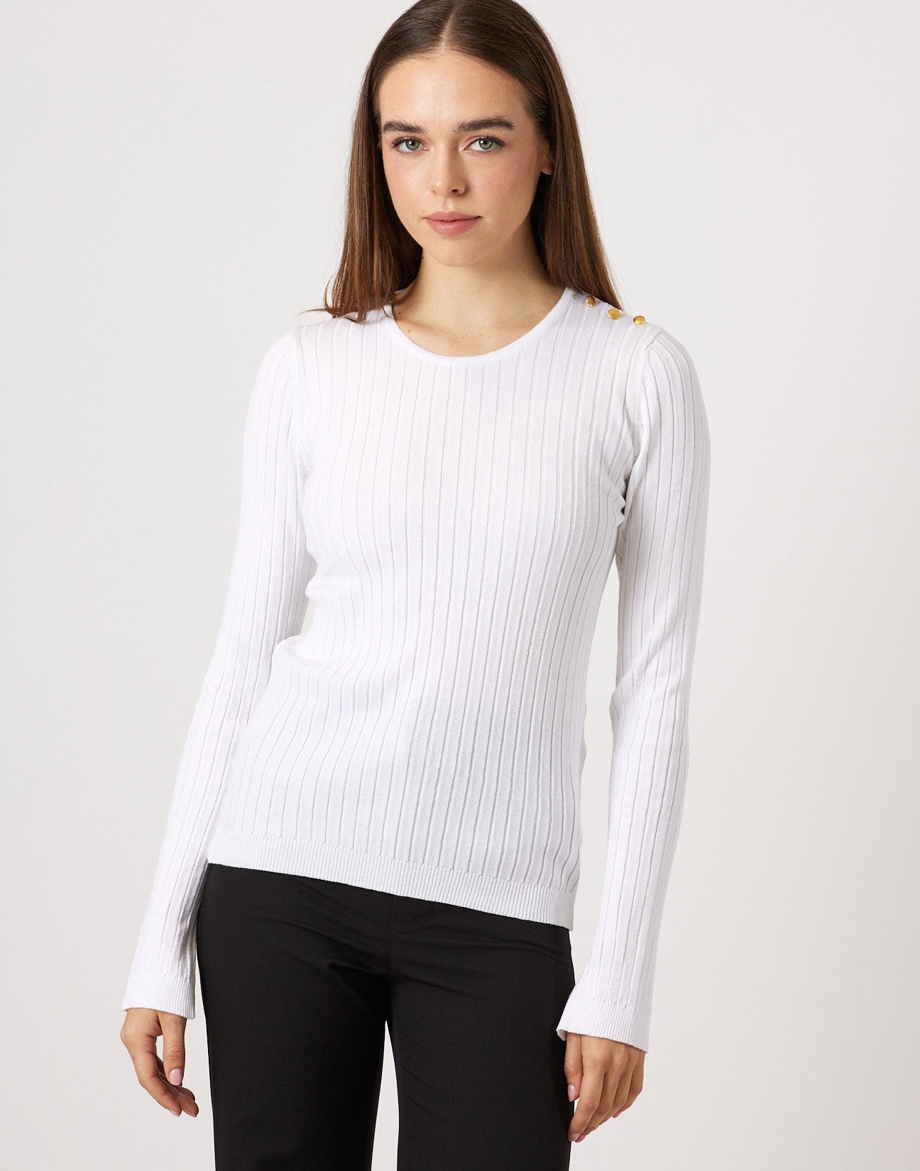 Knit blouse with buttons