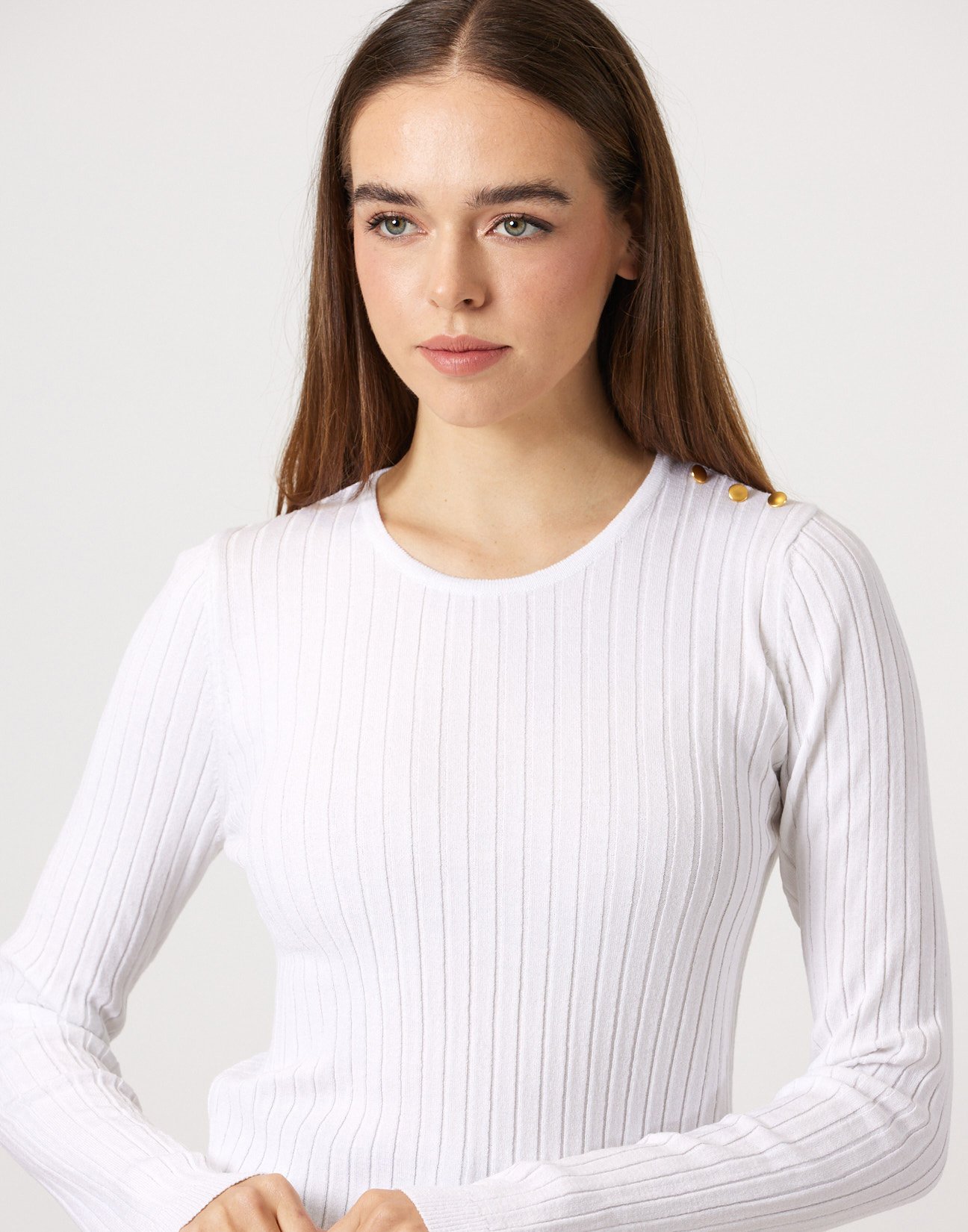 Knit blouse with buttons