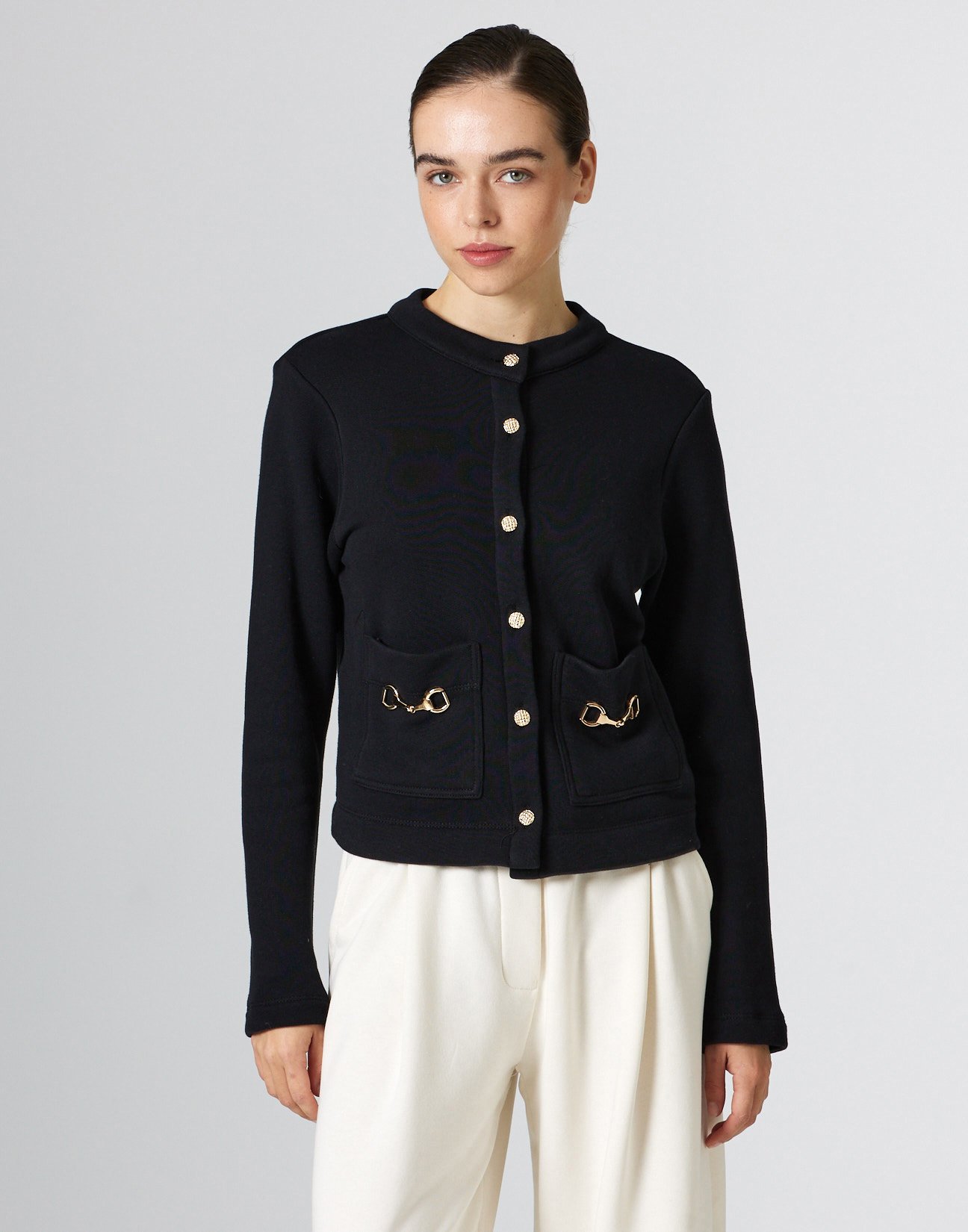 Sweatshirt cardigan with pockets