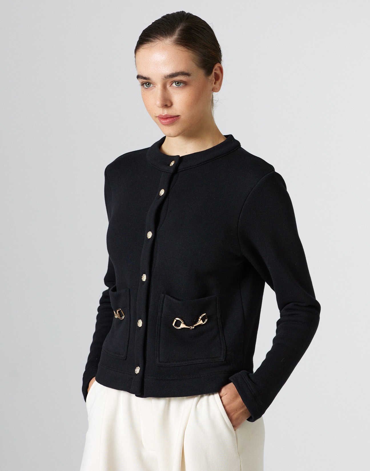 Sweatshirt cardigan with pockets