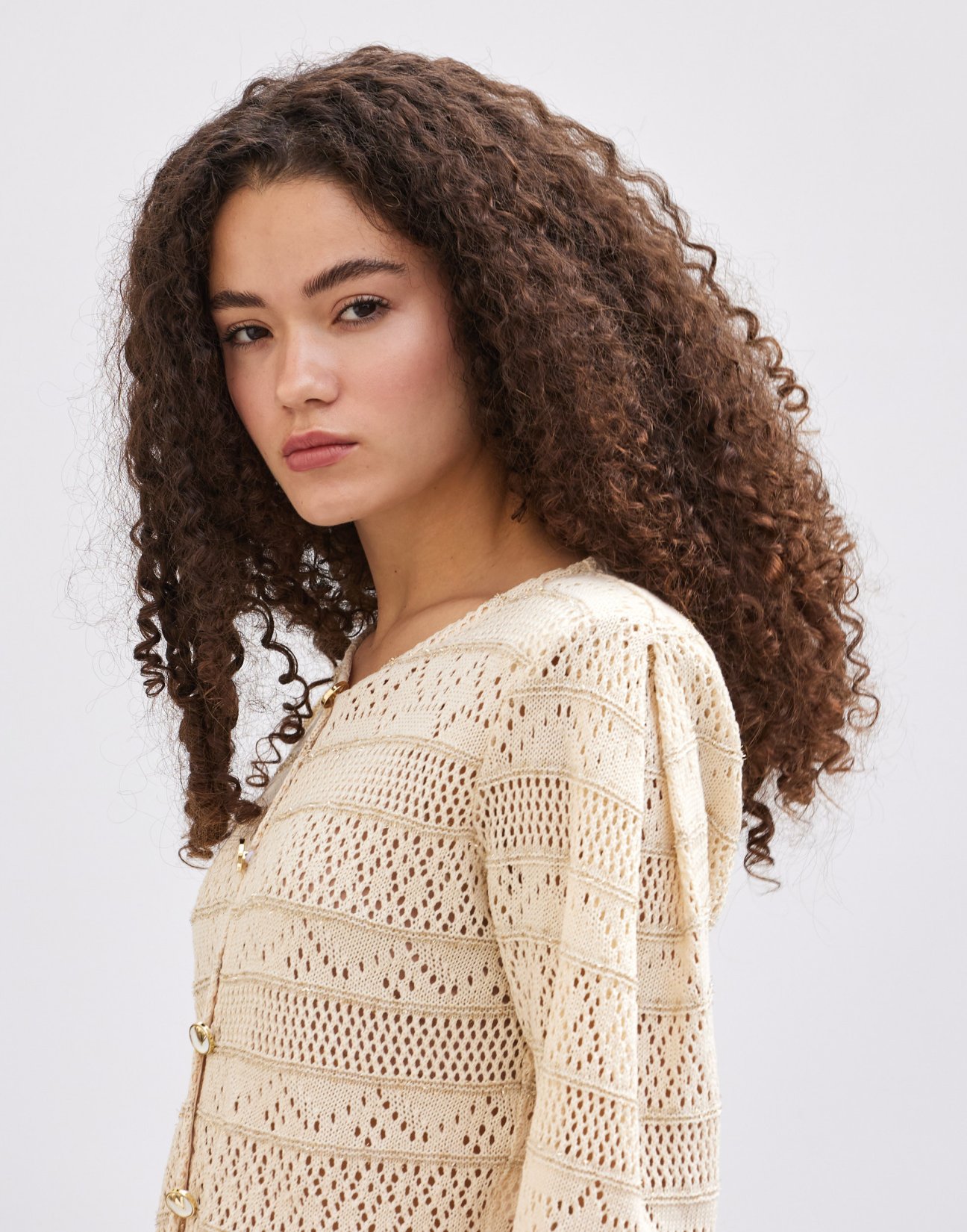 Cutwork knit cardigan