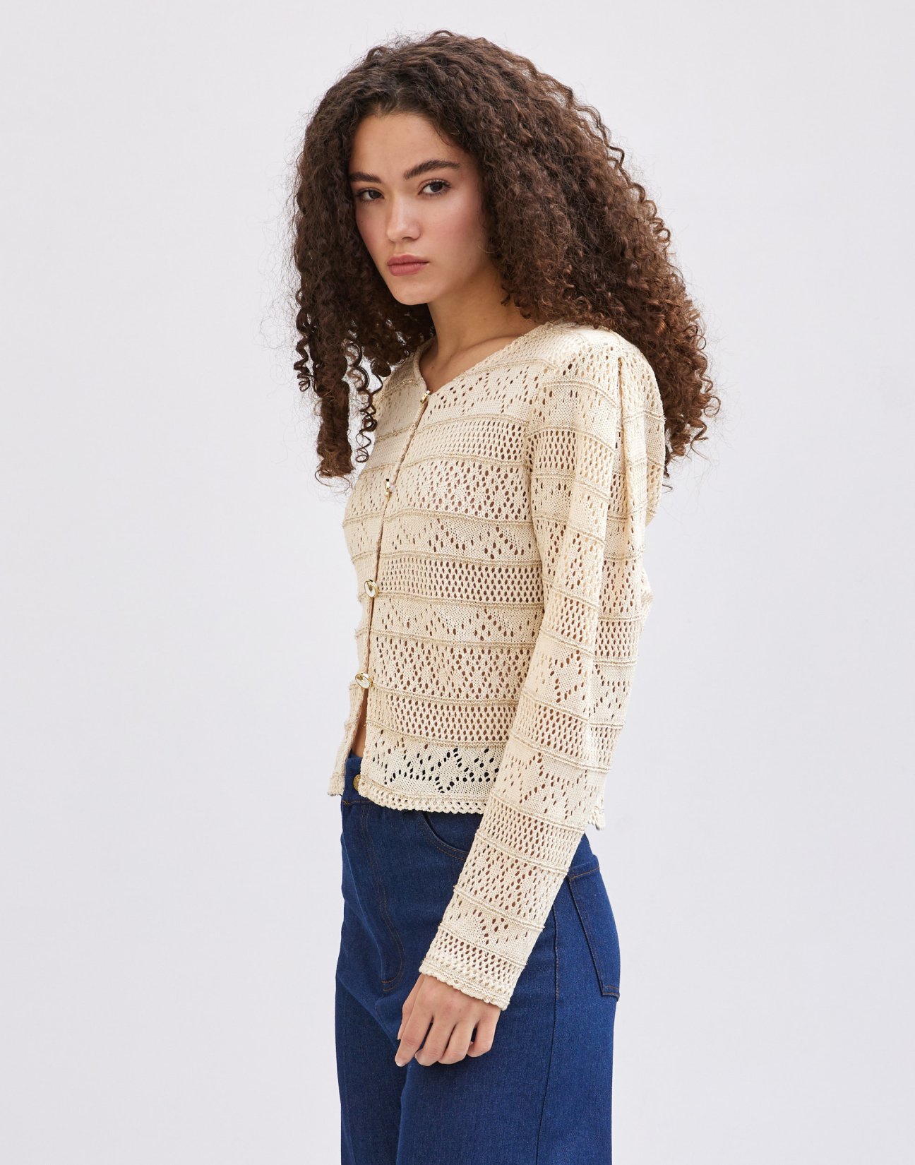 Cutwork knit cardigan