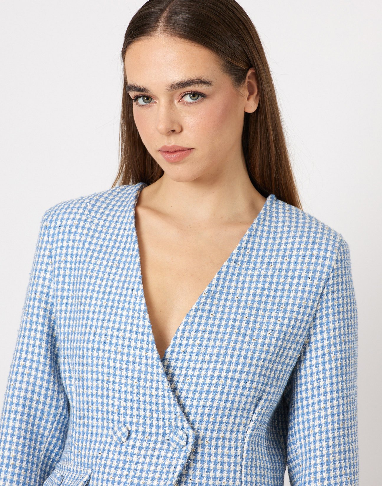 Tweed blazer with sequin