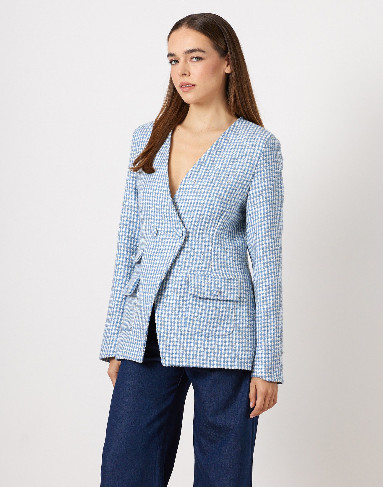 Tweed blazer with sequin