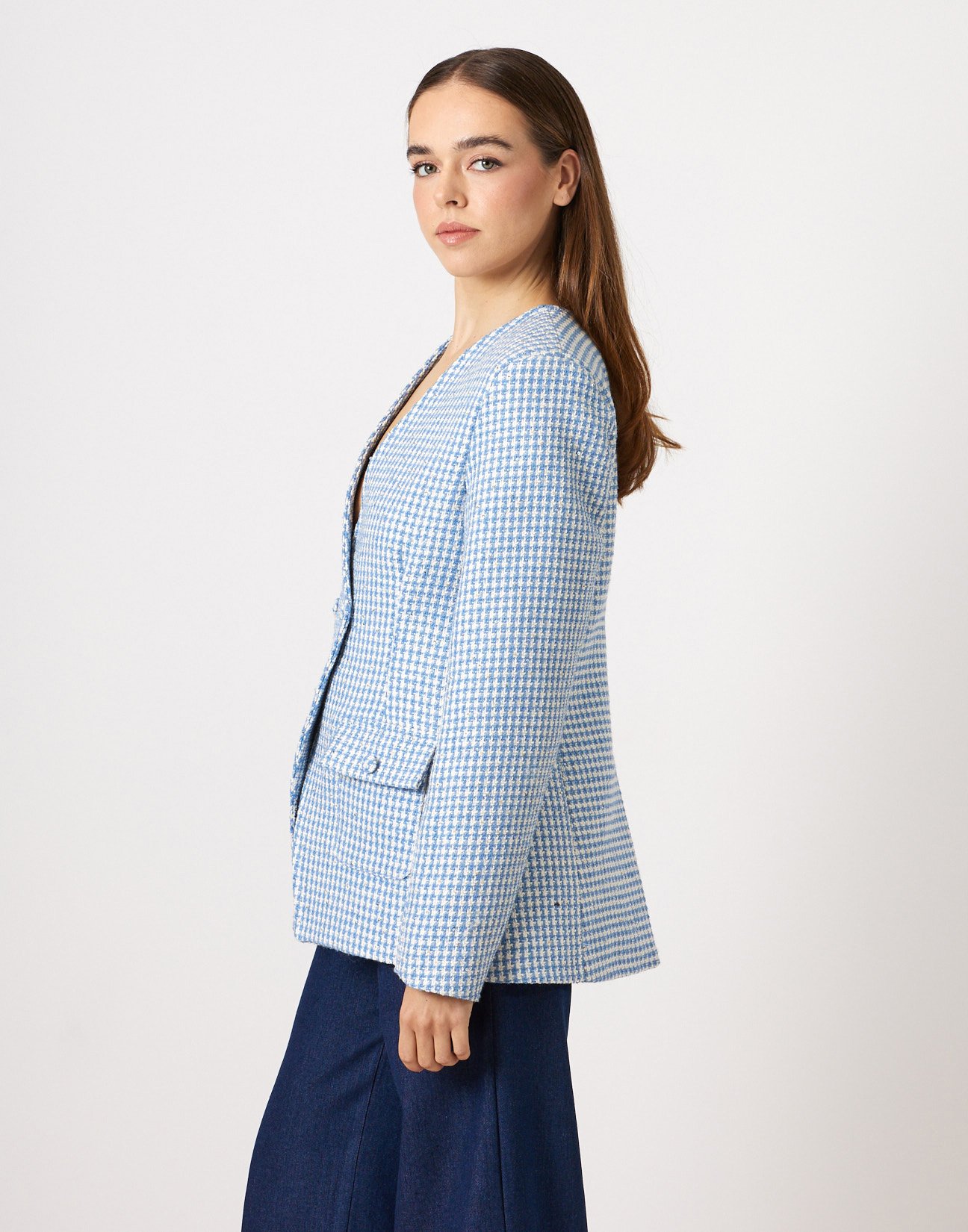 Tweed blazer with sequin