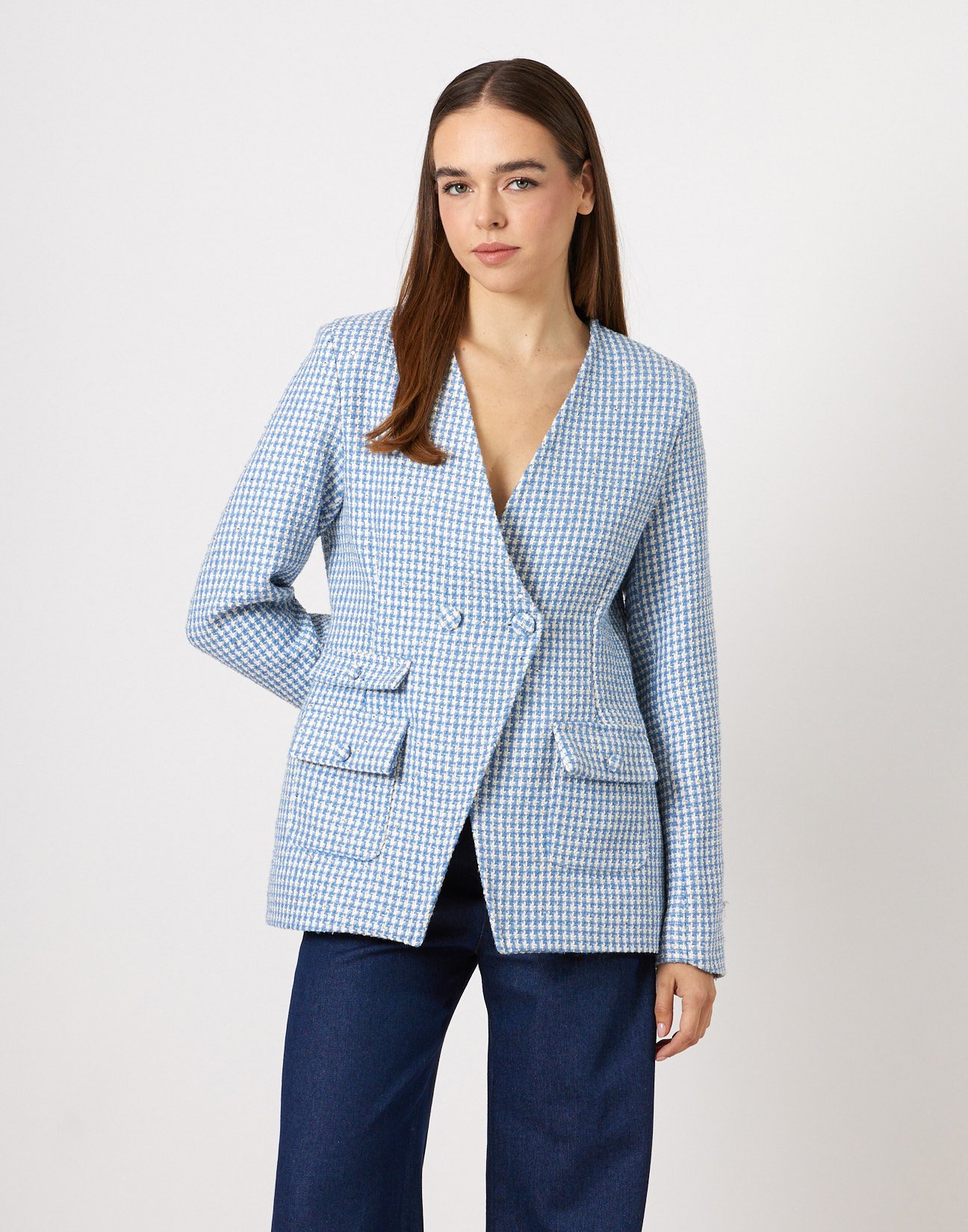 Tweed blazer with sequin