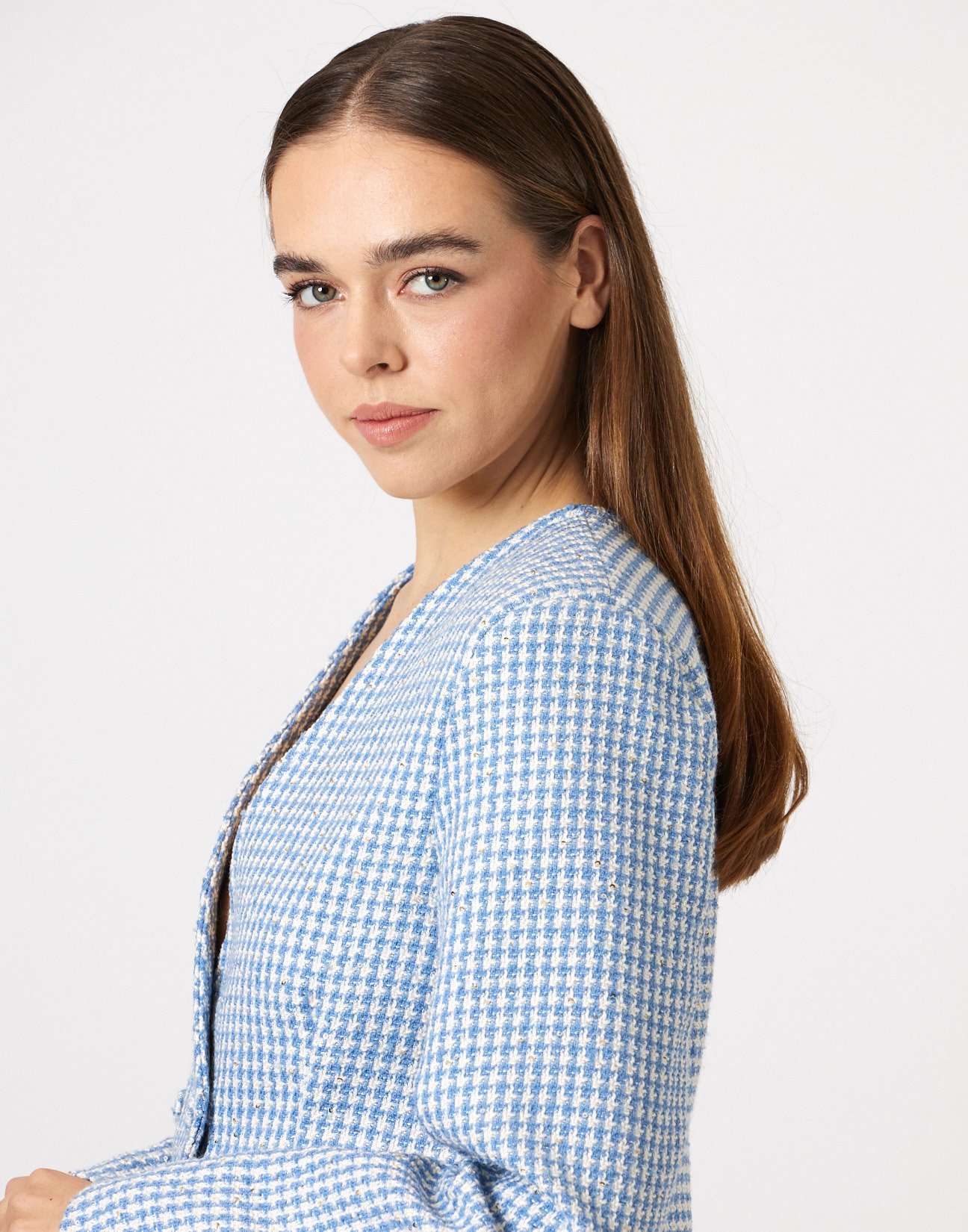 Tweed blazer with sequin