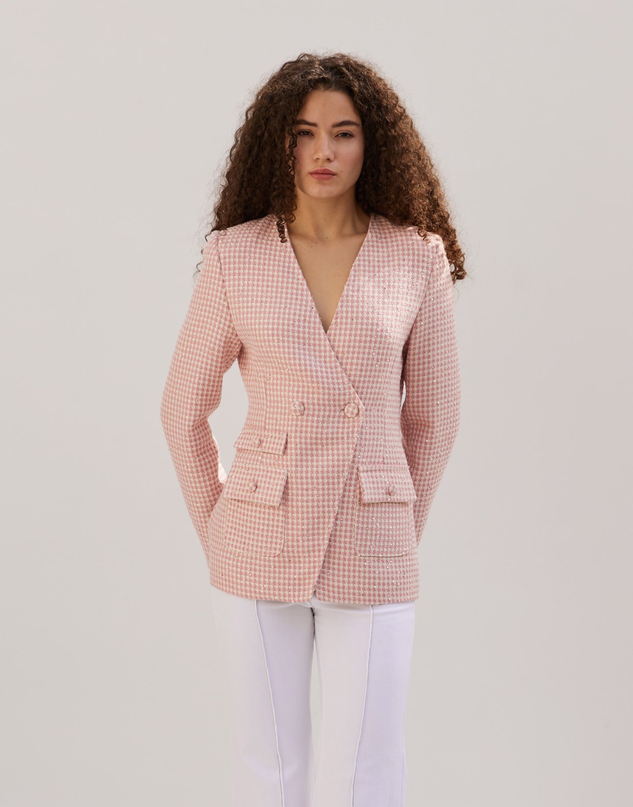 Tweed blazer with sequin