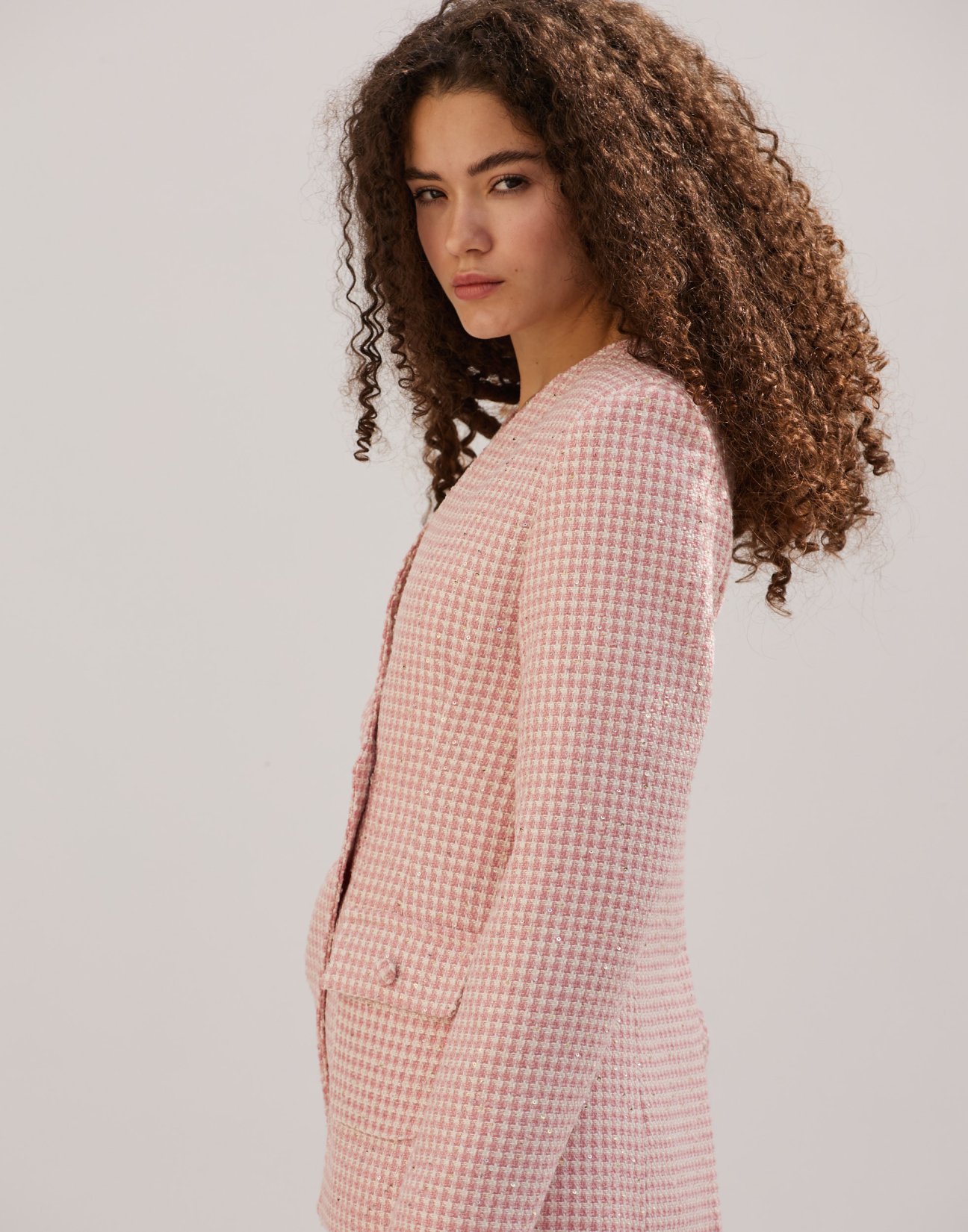 Tweed blazer with sequin