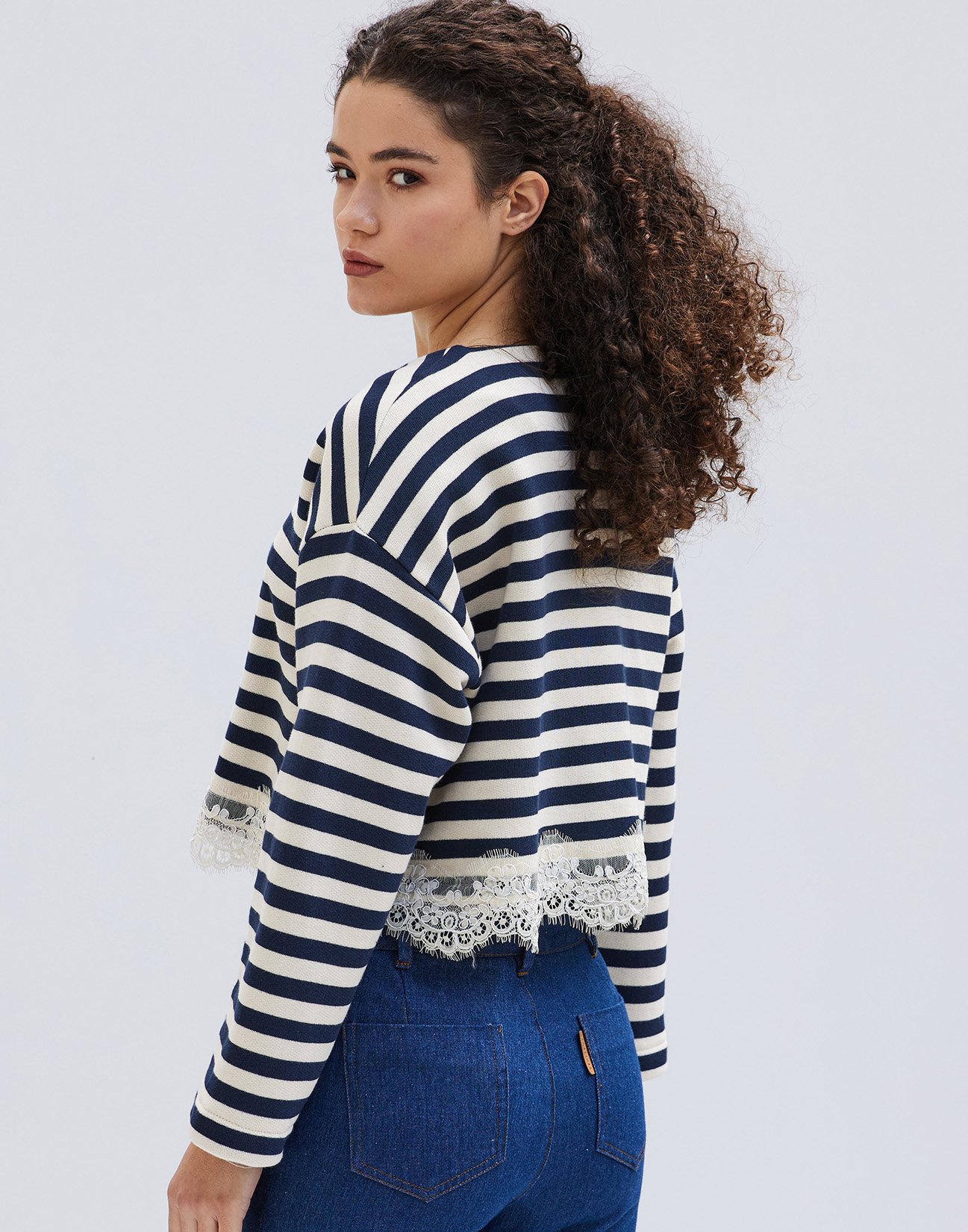 Striped sweatshirt cardigan
