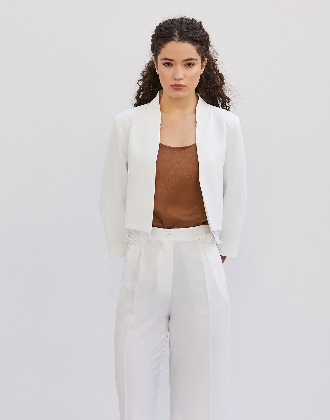Crop blazer with lace