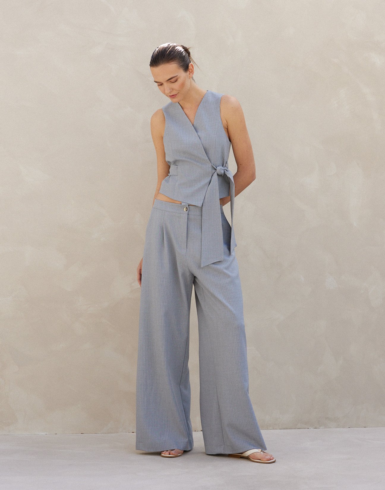 Pinstripe waistcoat with tie