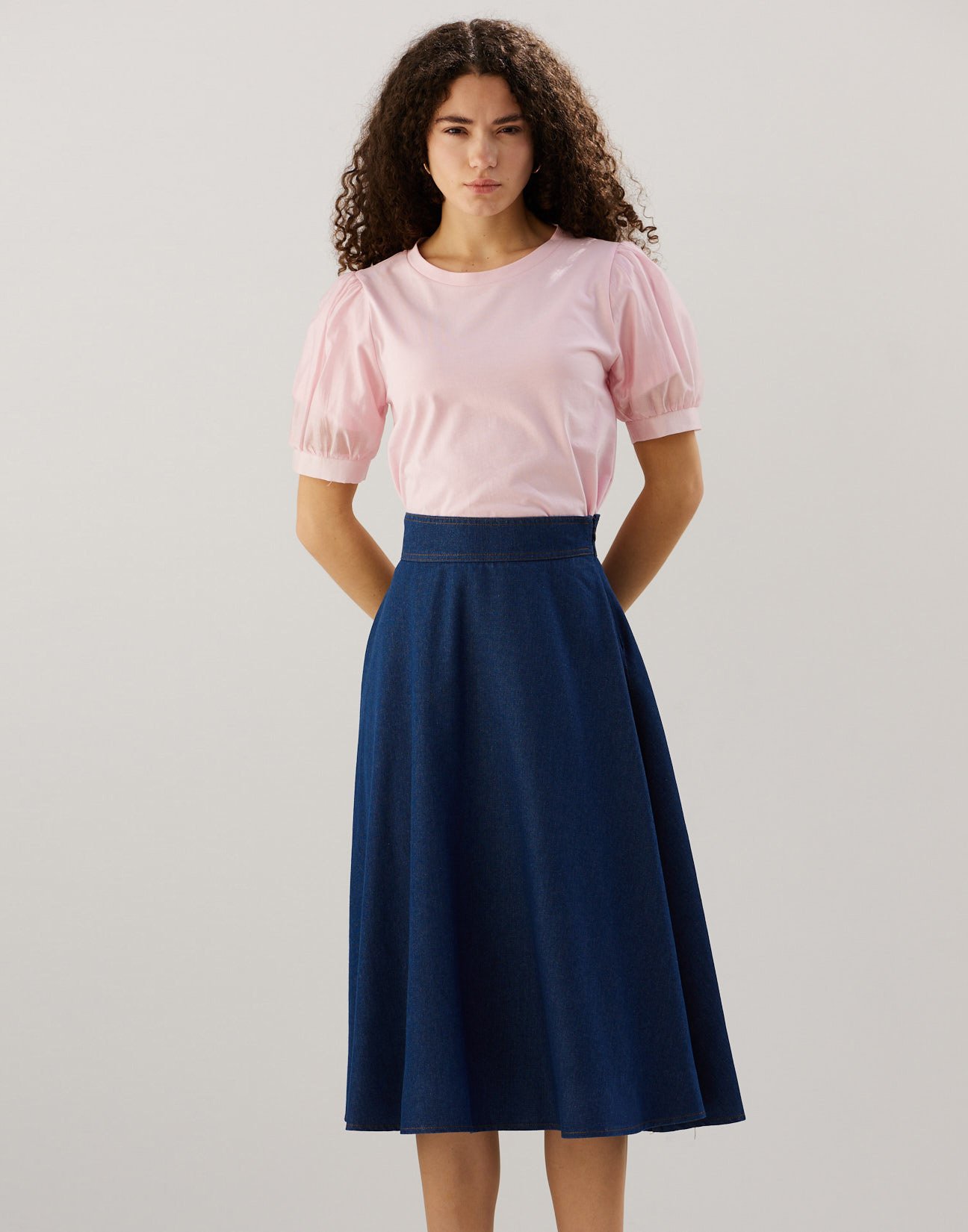 Denim midi skirt