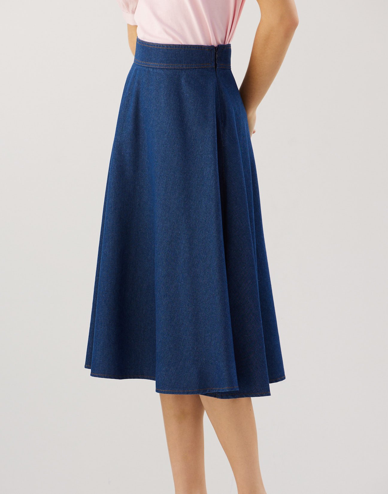 Denim midi skirt