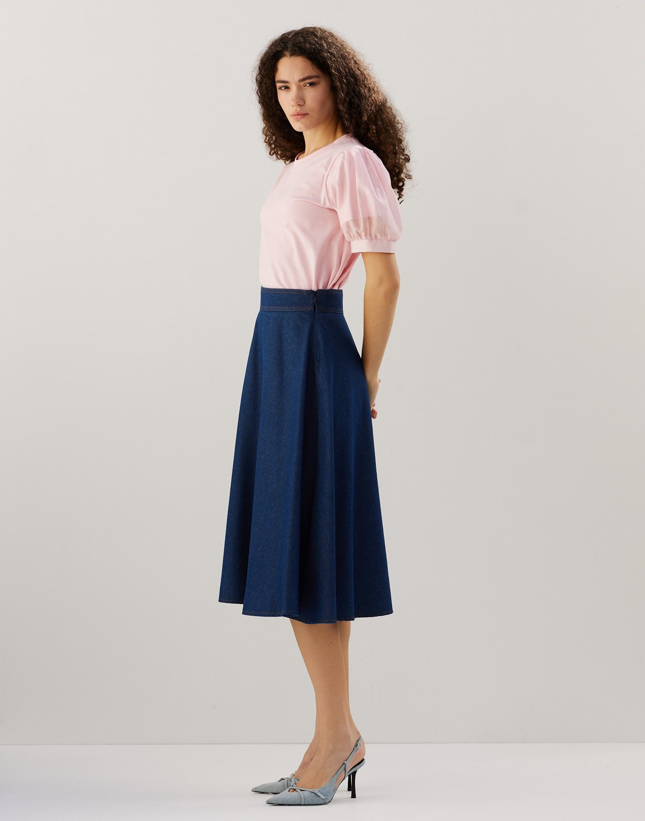 Denim midi skirt