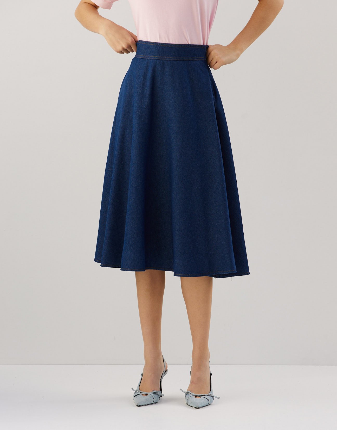 Denim midi skirt