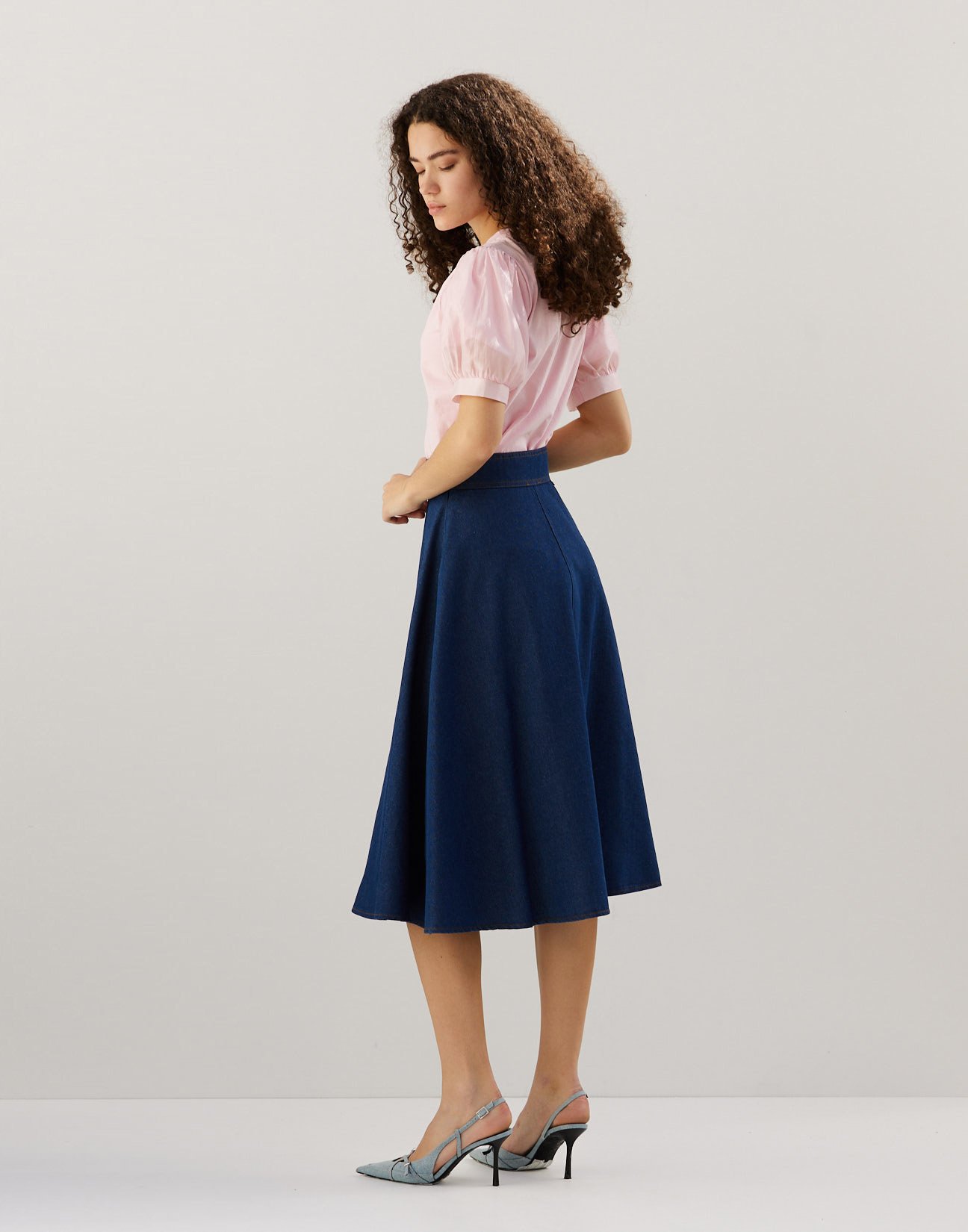 Denim midi skirt