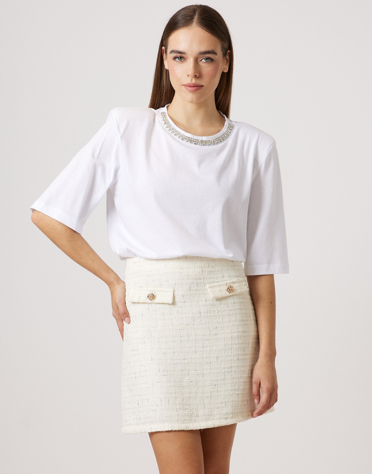 Tweed mini skirt