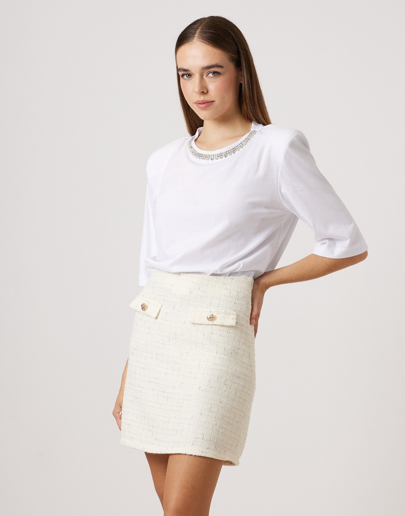 Tweed mini skirt
