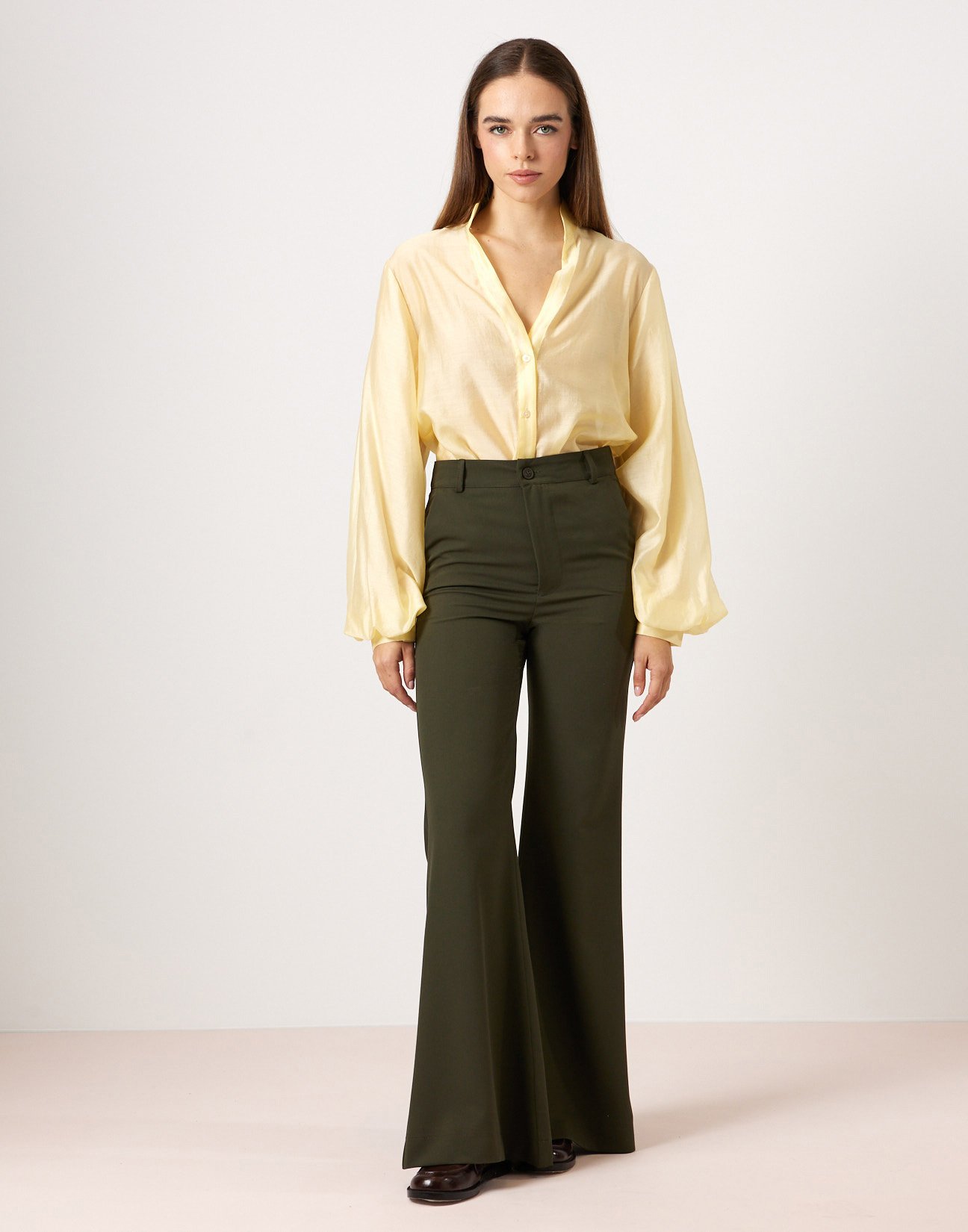 Flared high waist trousers