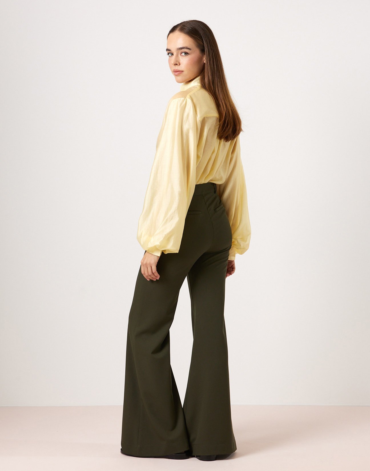 Flared high waist trousers