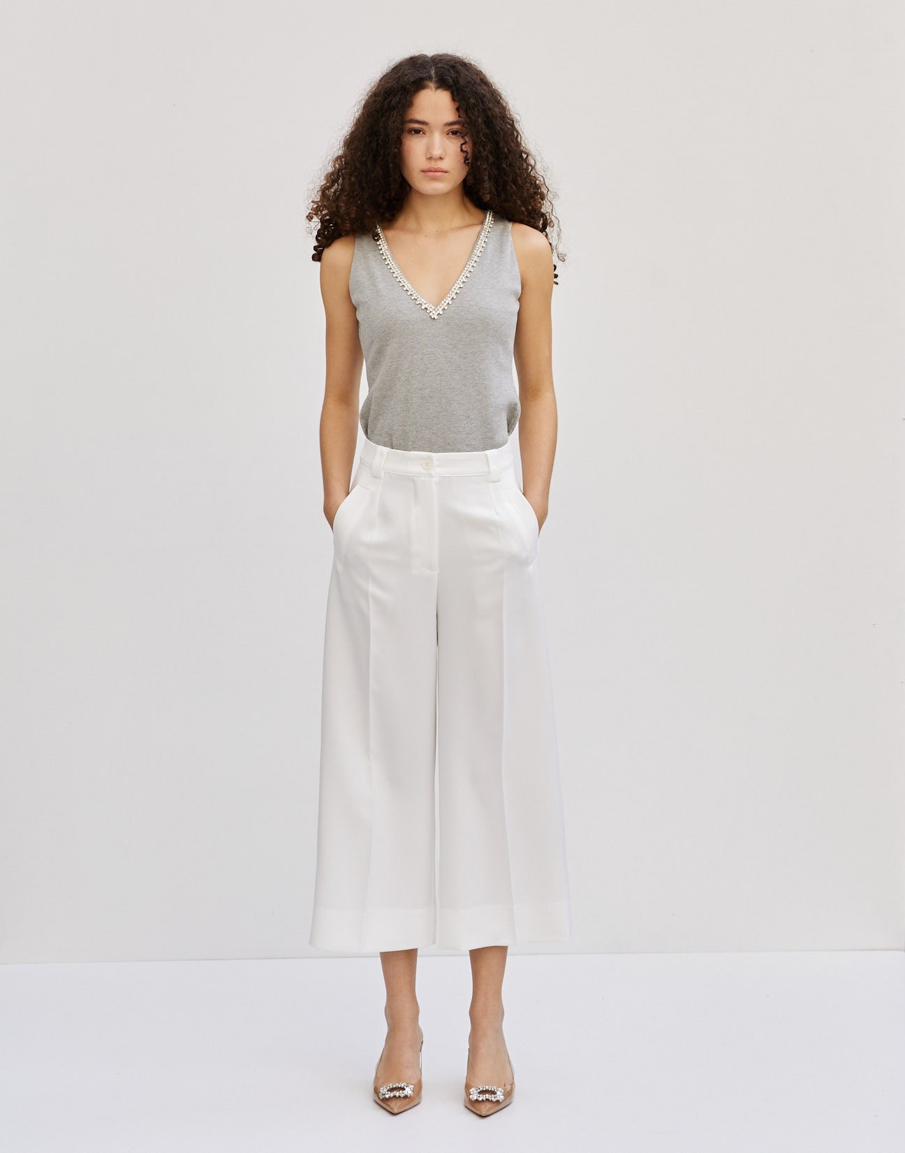 High waist culotte trousers