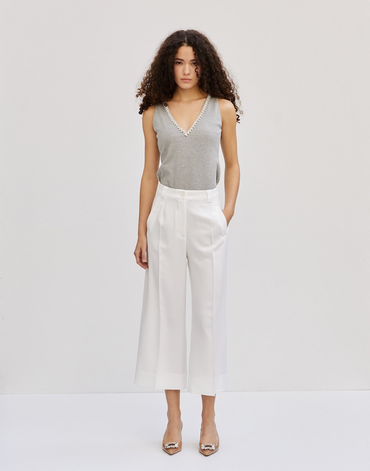 High waist culotte trousers