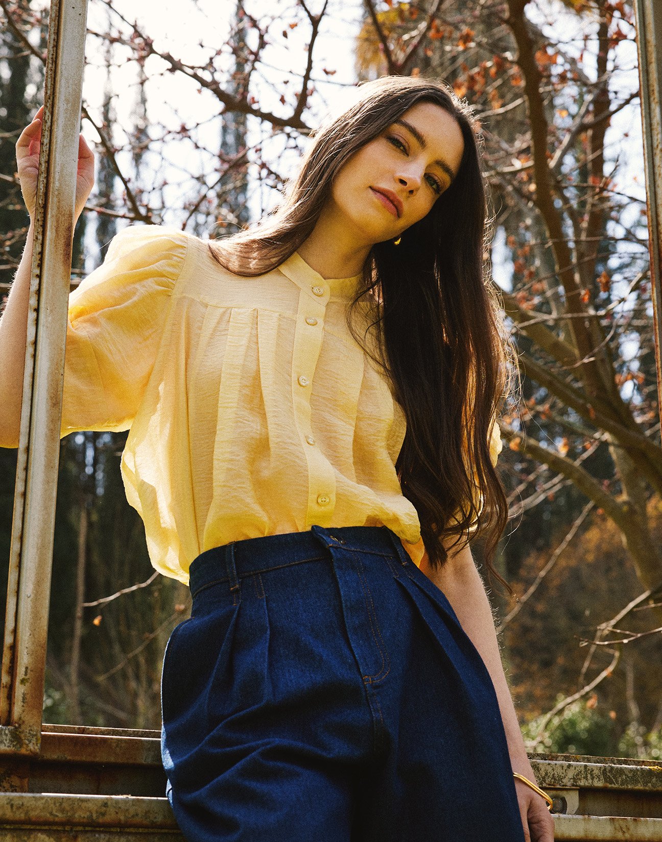 Denim shorts with frayed detail