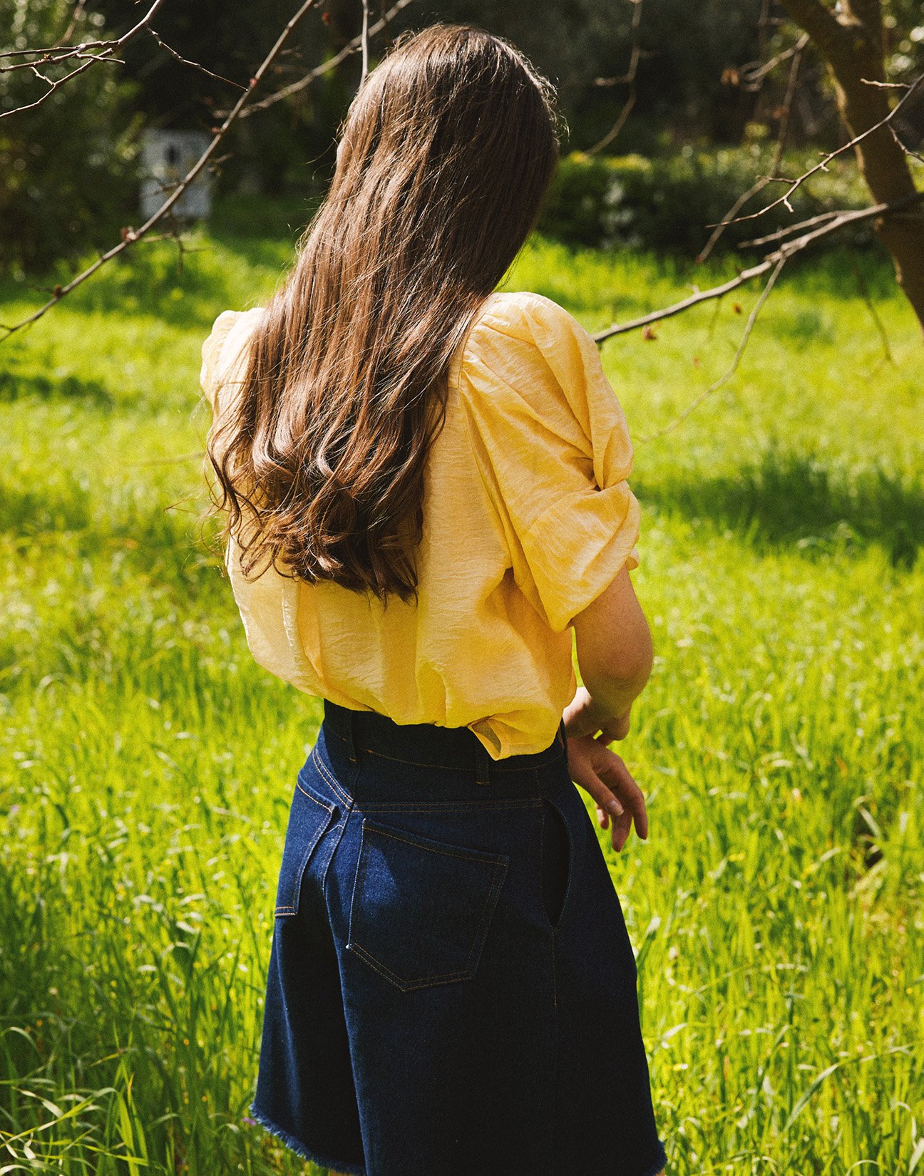 Denim shorts with frayed detail