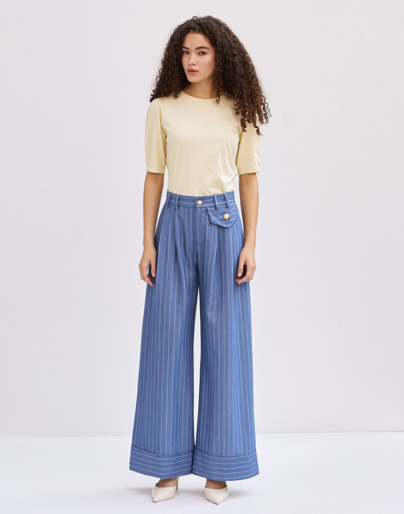 Pinstripe high waist trousers
