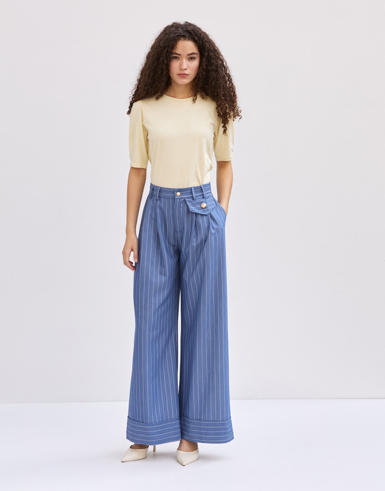 Pinstripe high waist trousers