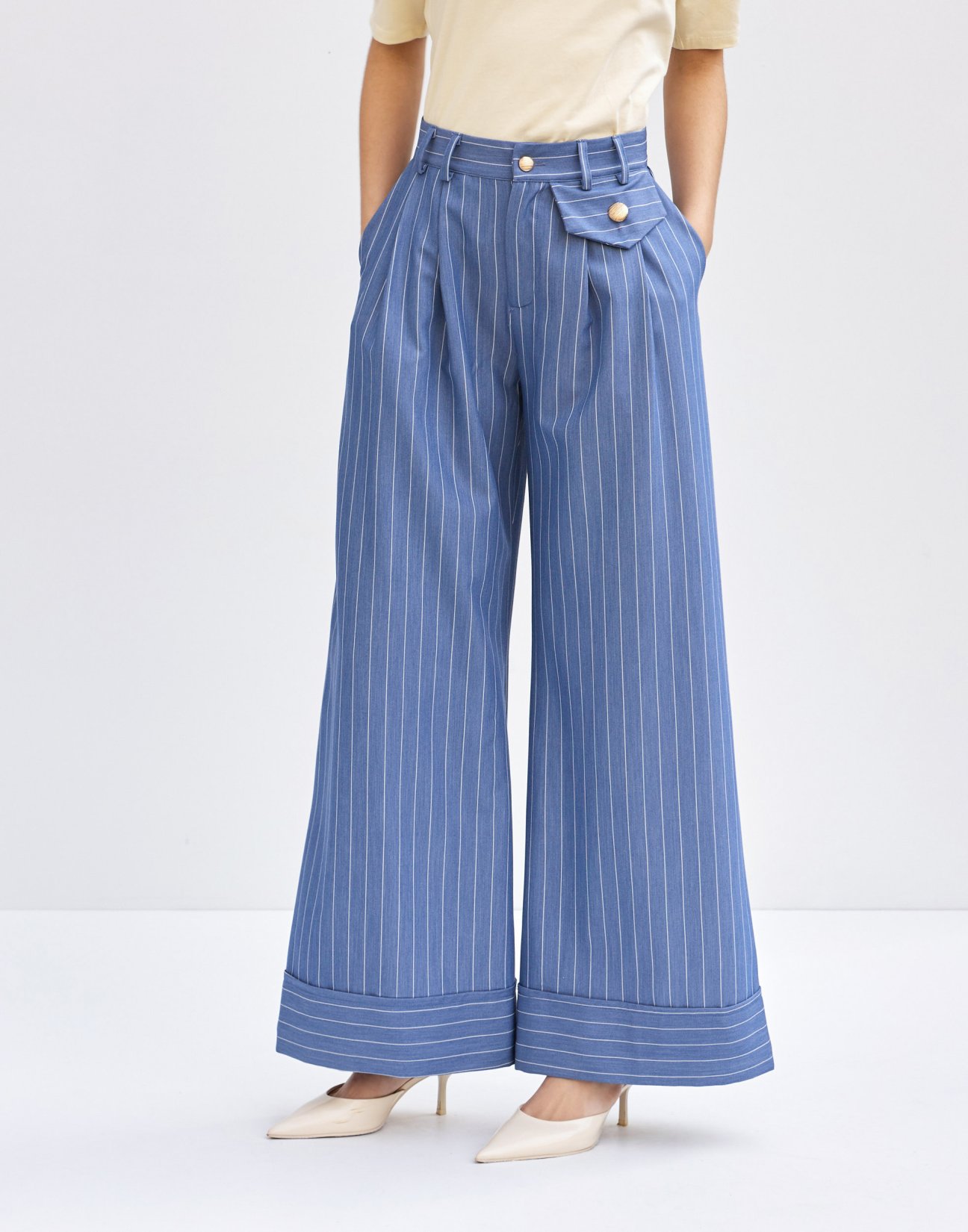 Pinstripe high waist trousers
