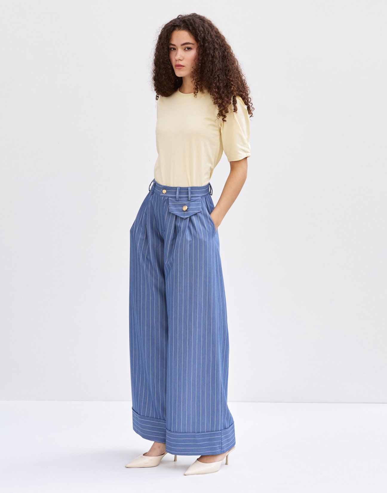 Pinstripe high waist trousers