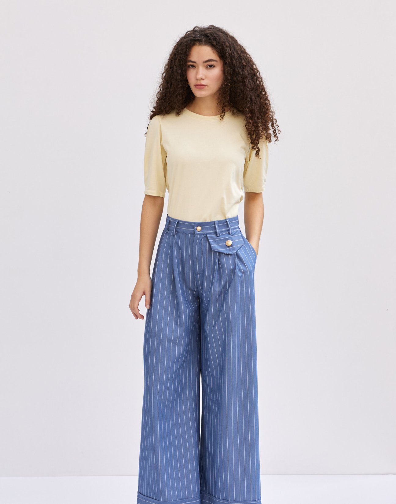 Pinstripe high waist trousers
